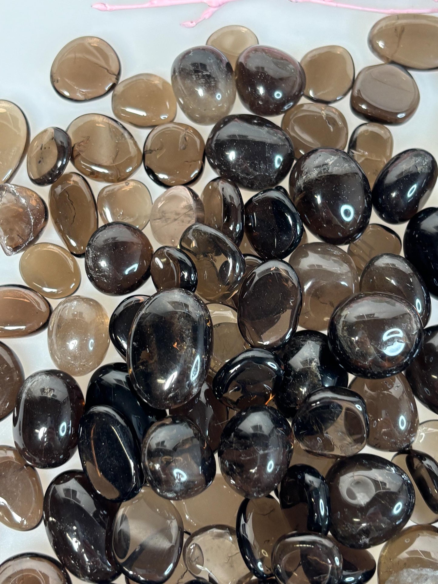 Transparente Rauchquarz Trommelsteine hell dunkel naturbelassen poliert ca 2 cm Edelstein Deko