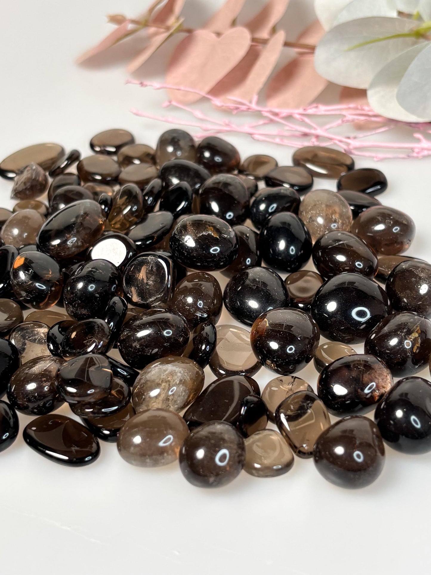 Transparente Rauchquarz Trommelsteine hell dunkel naturbelassen poliert ca 2 cm Edelstein Deko