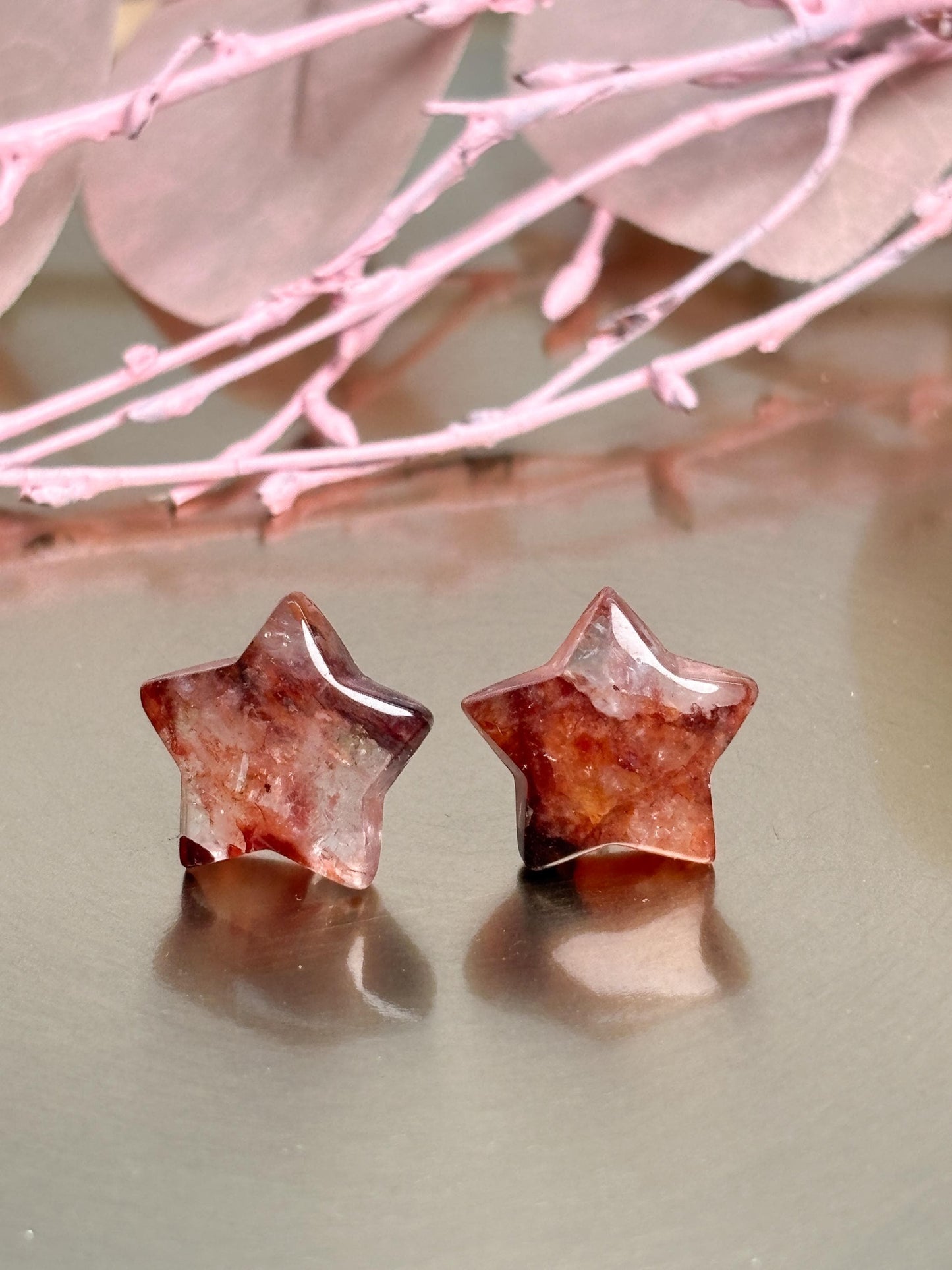 Feuerquarz Stern Ohrstecker, 925 Silber,Schmuck mit Wirkung, Energie Schmuck, Geschenk für Frauen