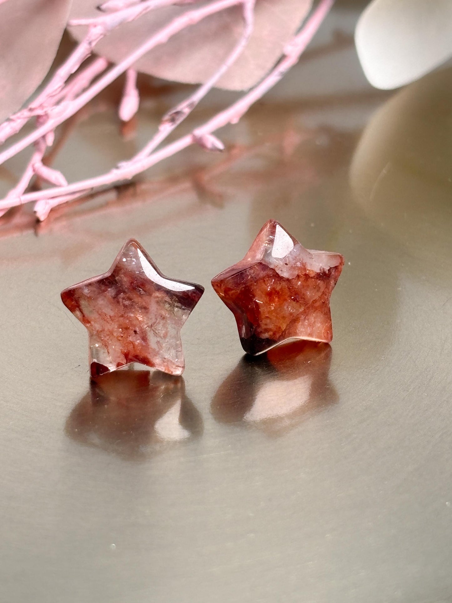 Feuerquarz Stern Ohrstecker, 925 Silber,Schmuck mit Wirkung, Energie Schmuck, Geschenk für Frauen