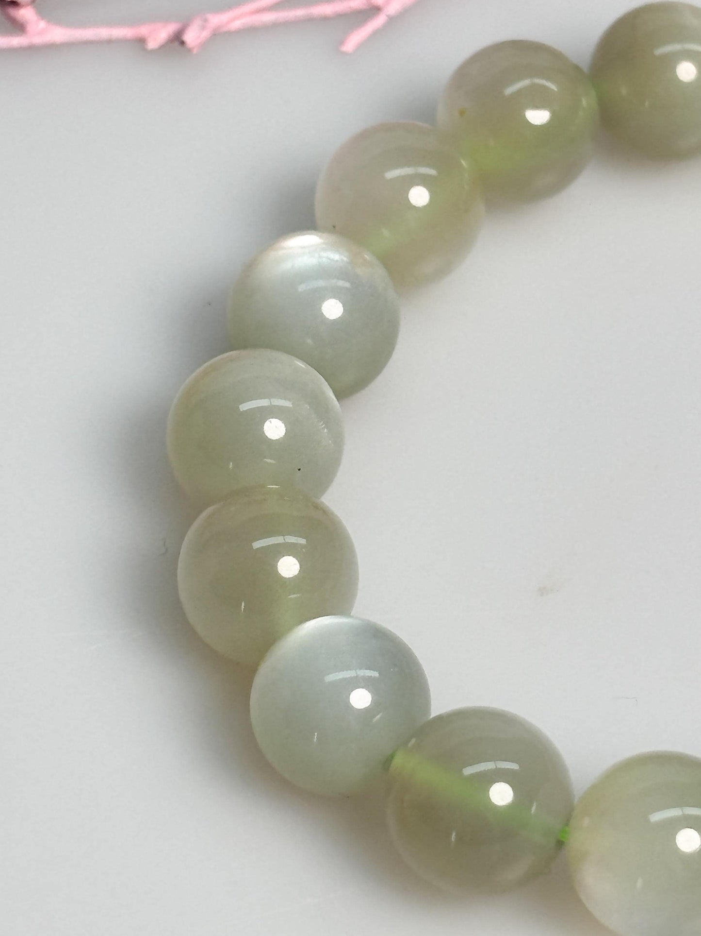 Grüner Mondstein Armband elastisch | Perlenarmband 11mm | Kristallschmuck Damen