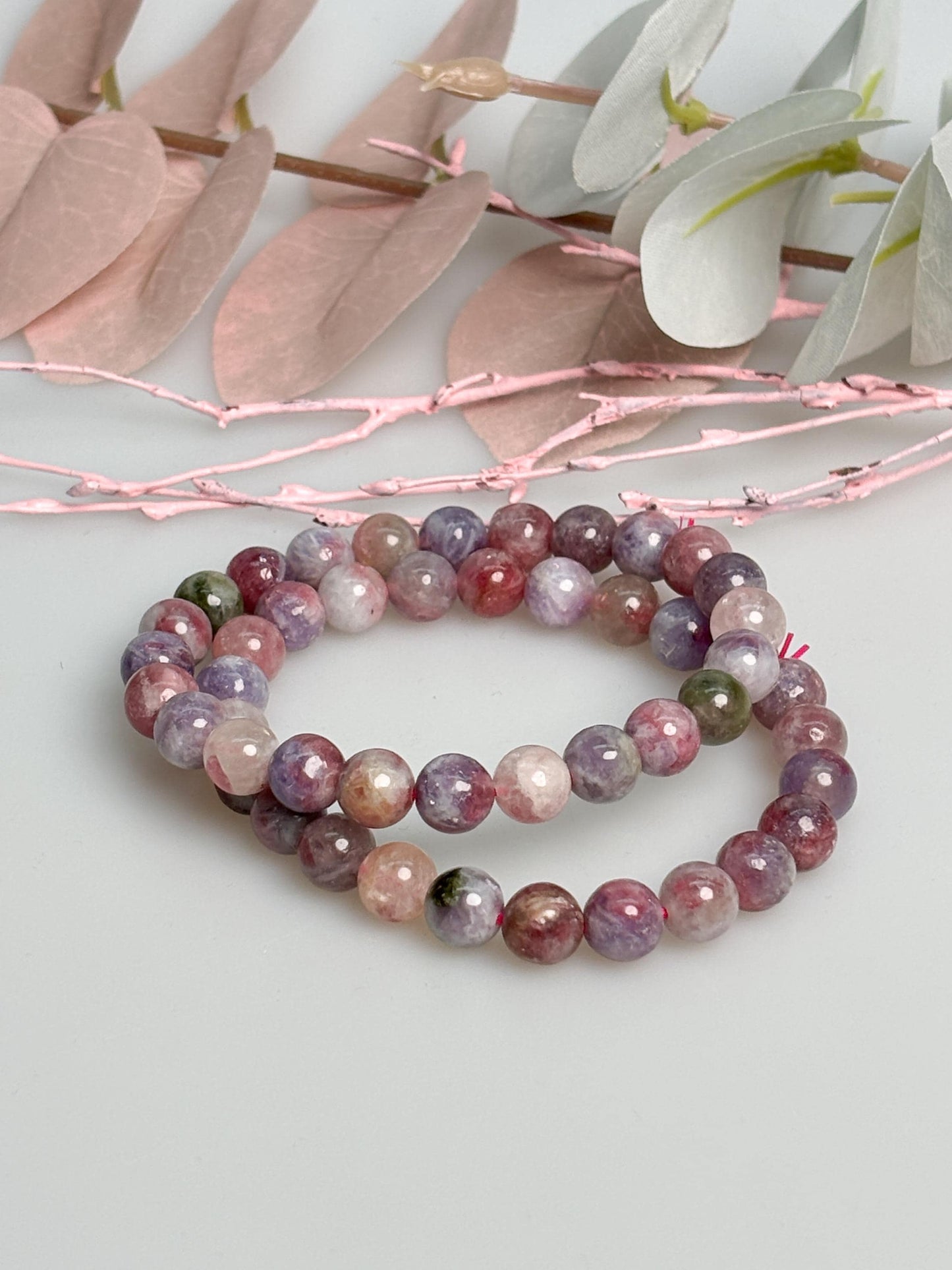 Turmalin Armband 8 mm elastisch 17,5 cm bunter Edelstein Perlenarmband Naturstein Schmuck
