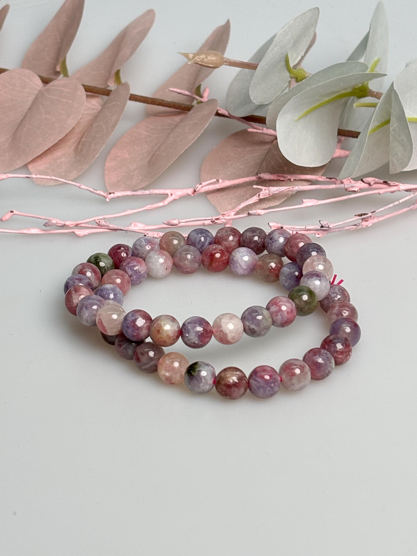 Turmalin Armband 8 mm elastisch 17,5 cm bunter Edelstein Perlenarmband Naturstein Schmuck