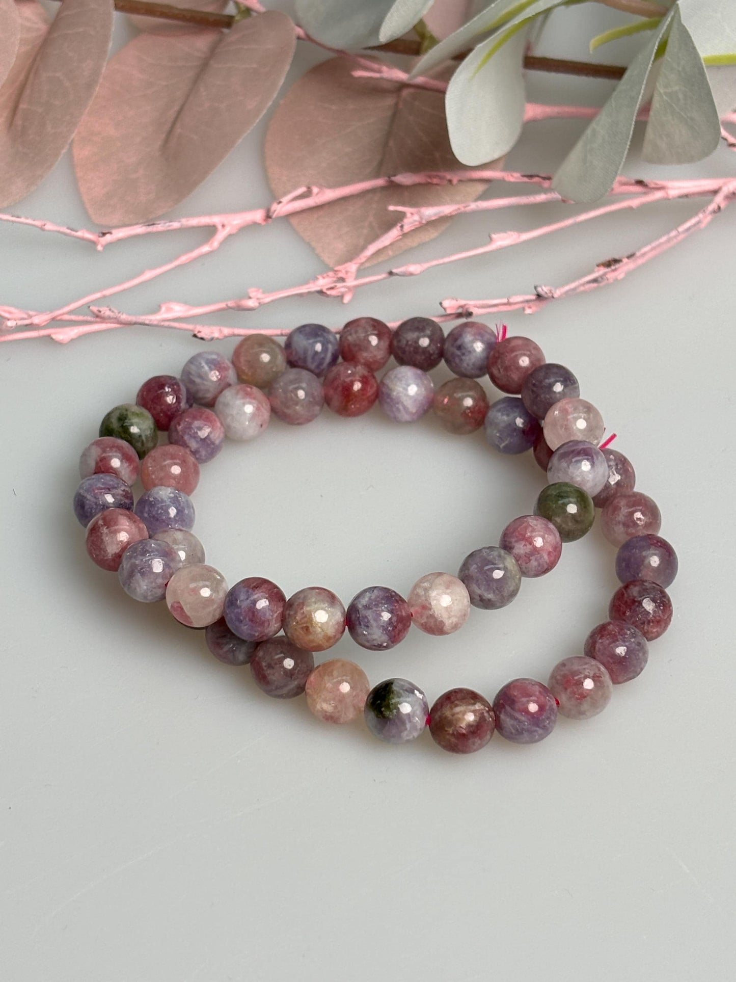 Turmalin Armband 8 mm elastisch 17,5 cm bunter Edelstein Perlenarmband Naturstein Schmuck
