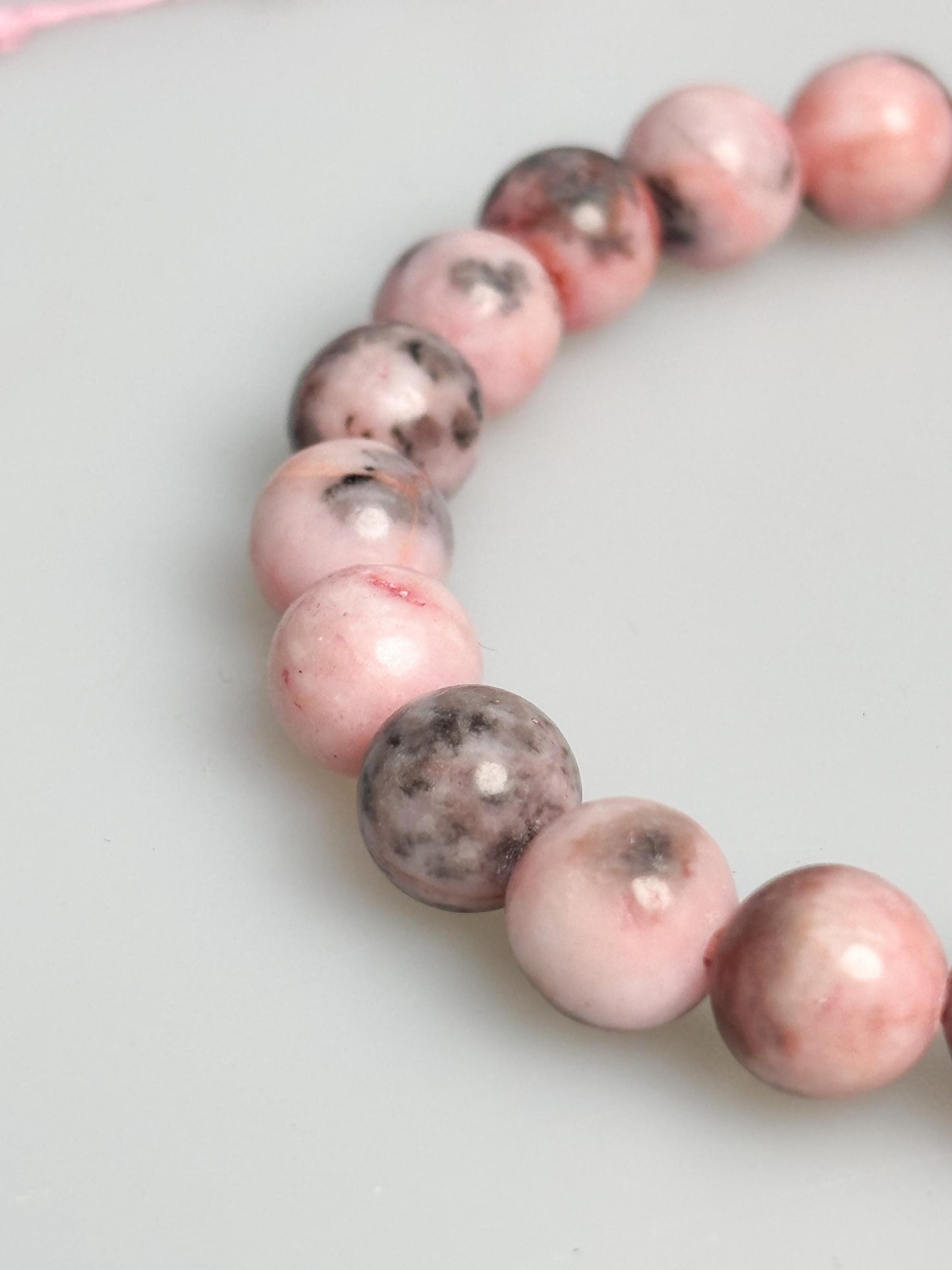 Zebra Jaspis Armband rosa elastisch 8 mm Perlen 17,5 cm Naturstein Edelsteinarmband
