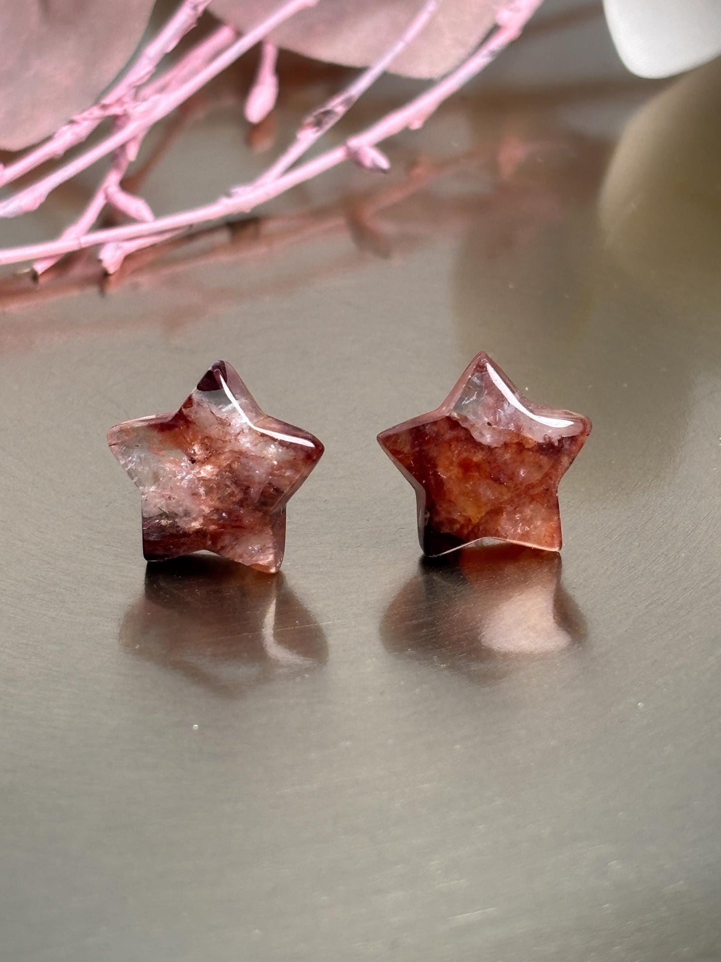 Feuerquarz Stern Ohrstecker, 925 Silber,Schmuck mit Wirkung, Energie Schmuck, Geschenk für Frauen