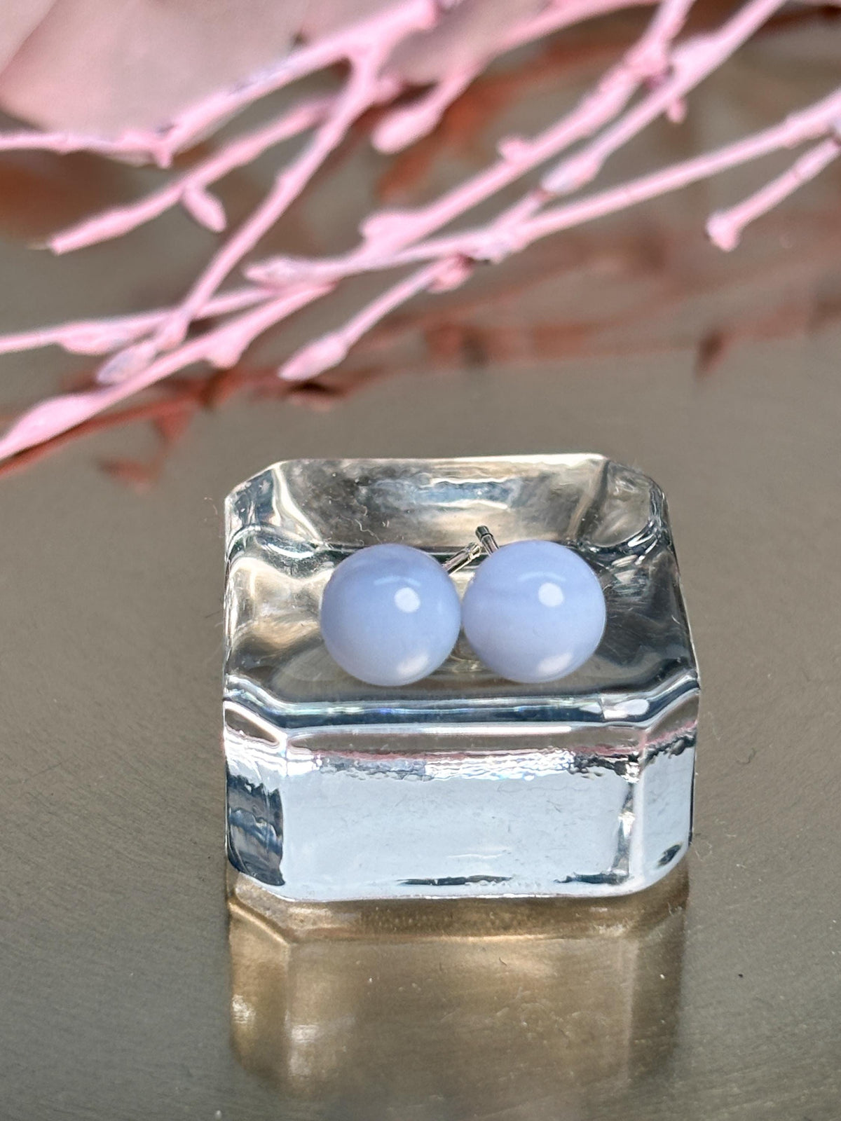 Chalcedon Ohrringe 6 mm Perlen 925 Silber Stecker hellblau Naturstein Edelstein Ohrstecker