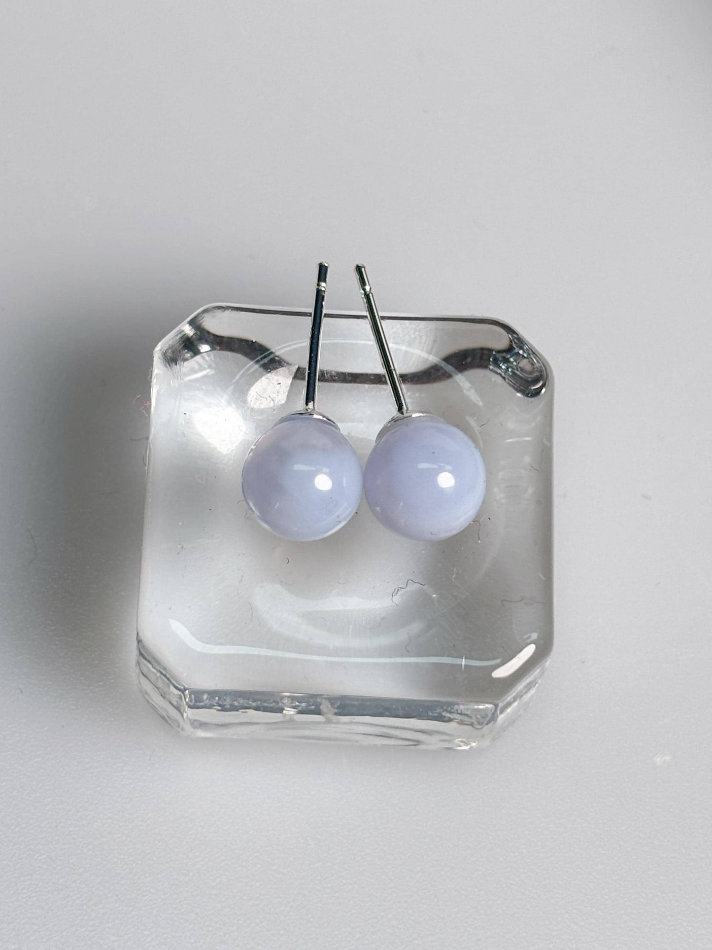 Chalcedon Ohrringe 6 mm Perlen 925 Silber Stecker hellblau Naturstein Edelstein Ohrstecker
