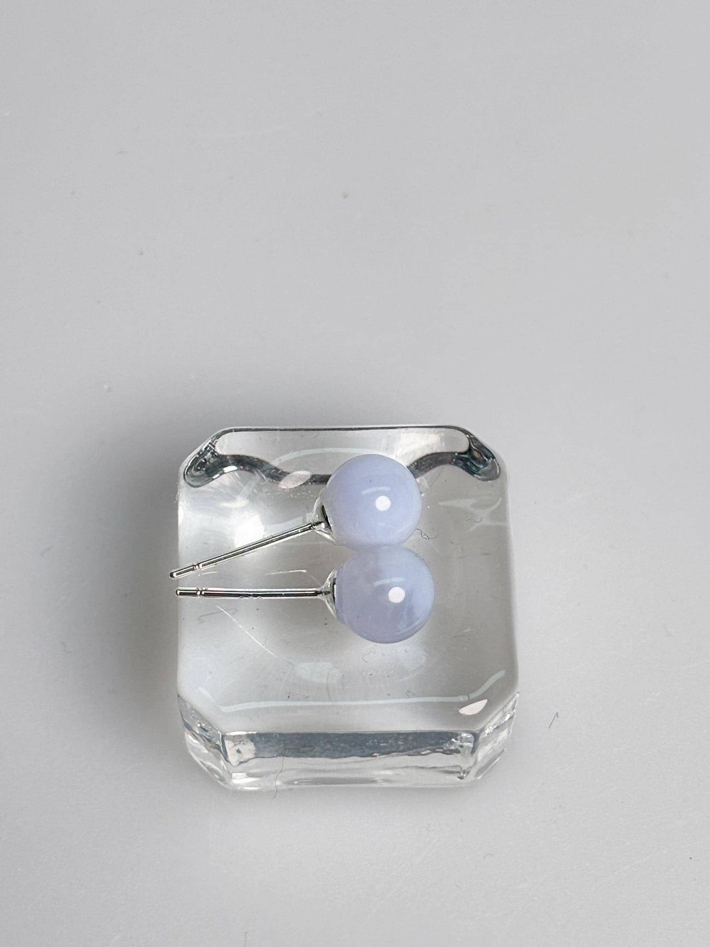 Chalcedon Ohrringe 6 mm Perlen 925 Silber Stecker hellblau Naturstein Edelstein Ohrstecker