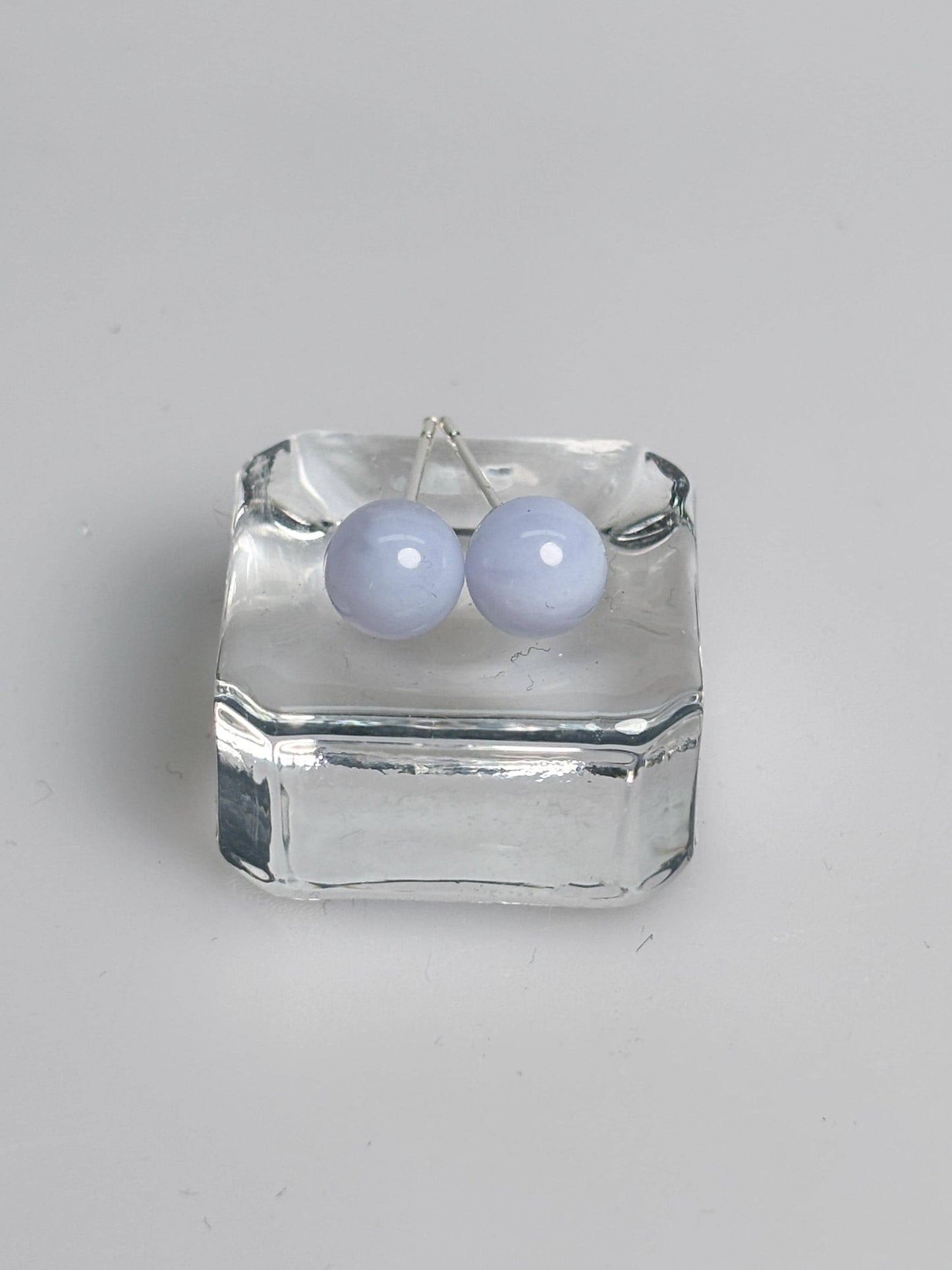 Chalcedon Ohrringe 6 mm Perlen 925 Silber Stecker hellblau Naturstein Edelstein Ohrstecker