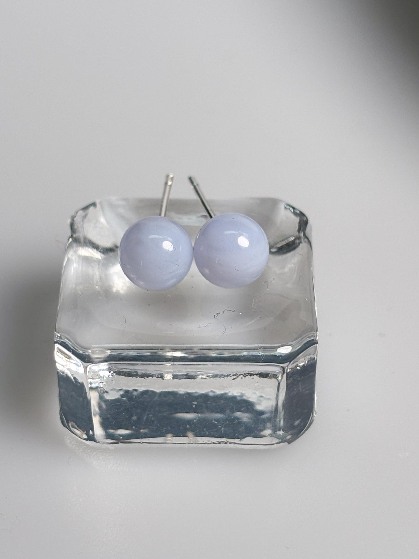 Chalcedon Ohrringe 6 mm Perlen 925 Silber Stecker hellblau Naturstein Edelstein Ohrstecker