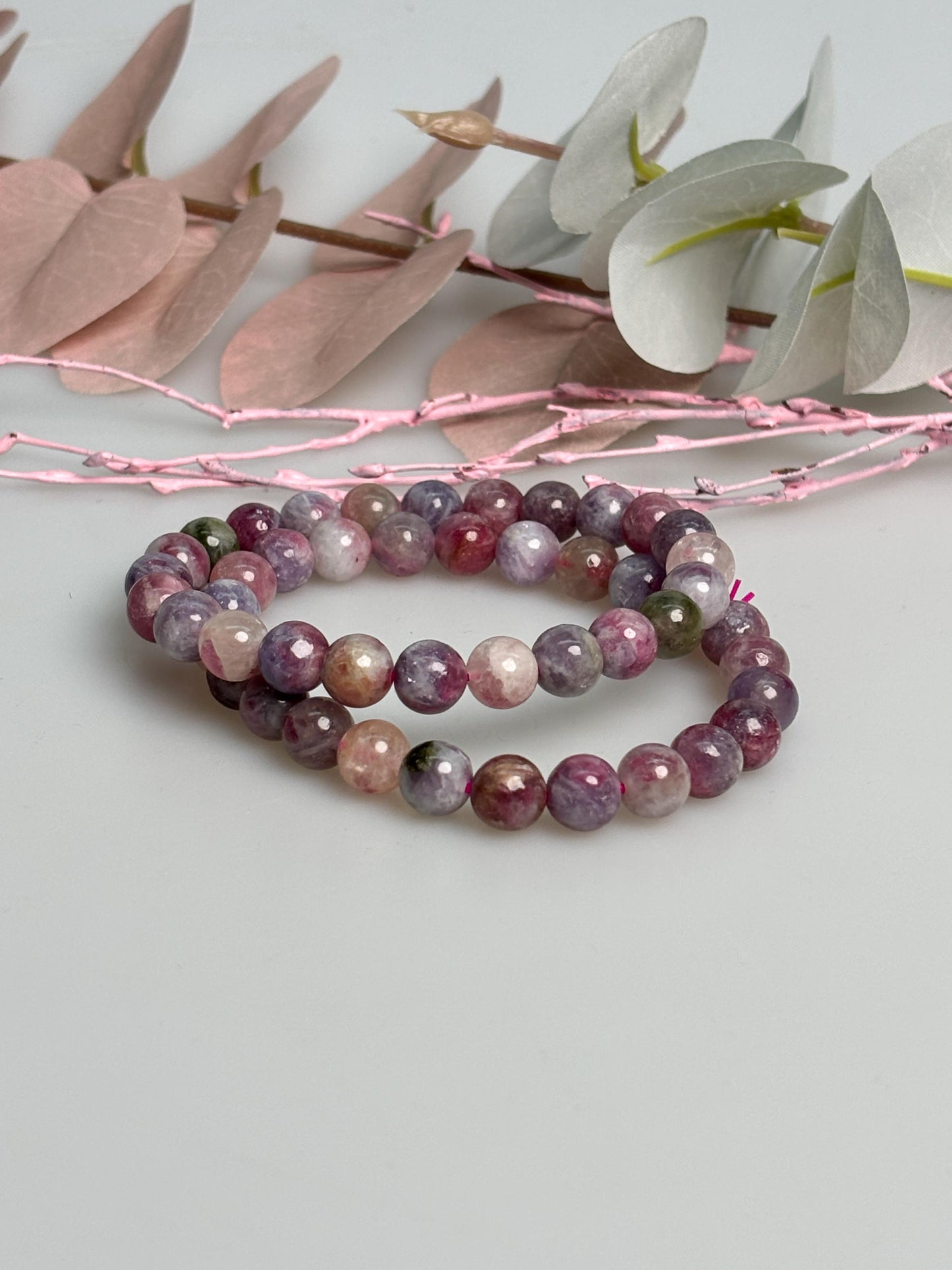 Turmalin Armband 8 mm elastisch 17,5 cm bunter Edelstein Perlenarmband Naturstein Schmuck