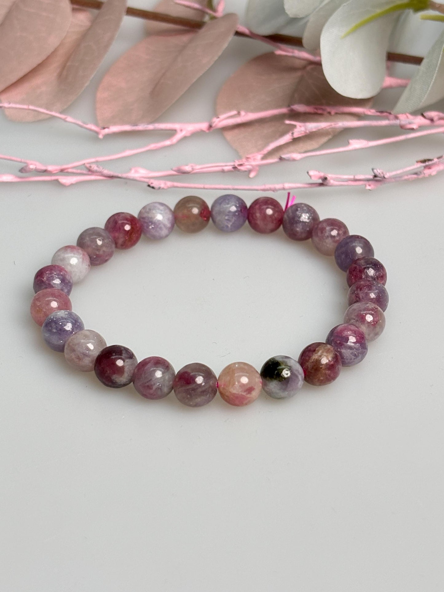 Turmalin Armband 8 mm elastisch 17,5 cm bunter Edelstein Perlenarmband Naturstein Schmuck