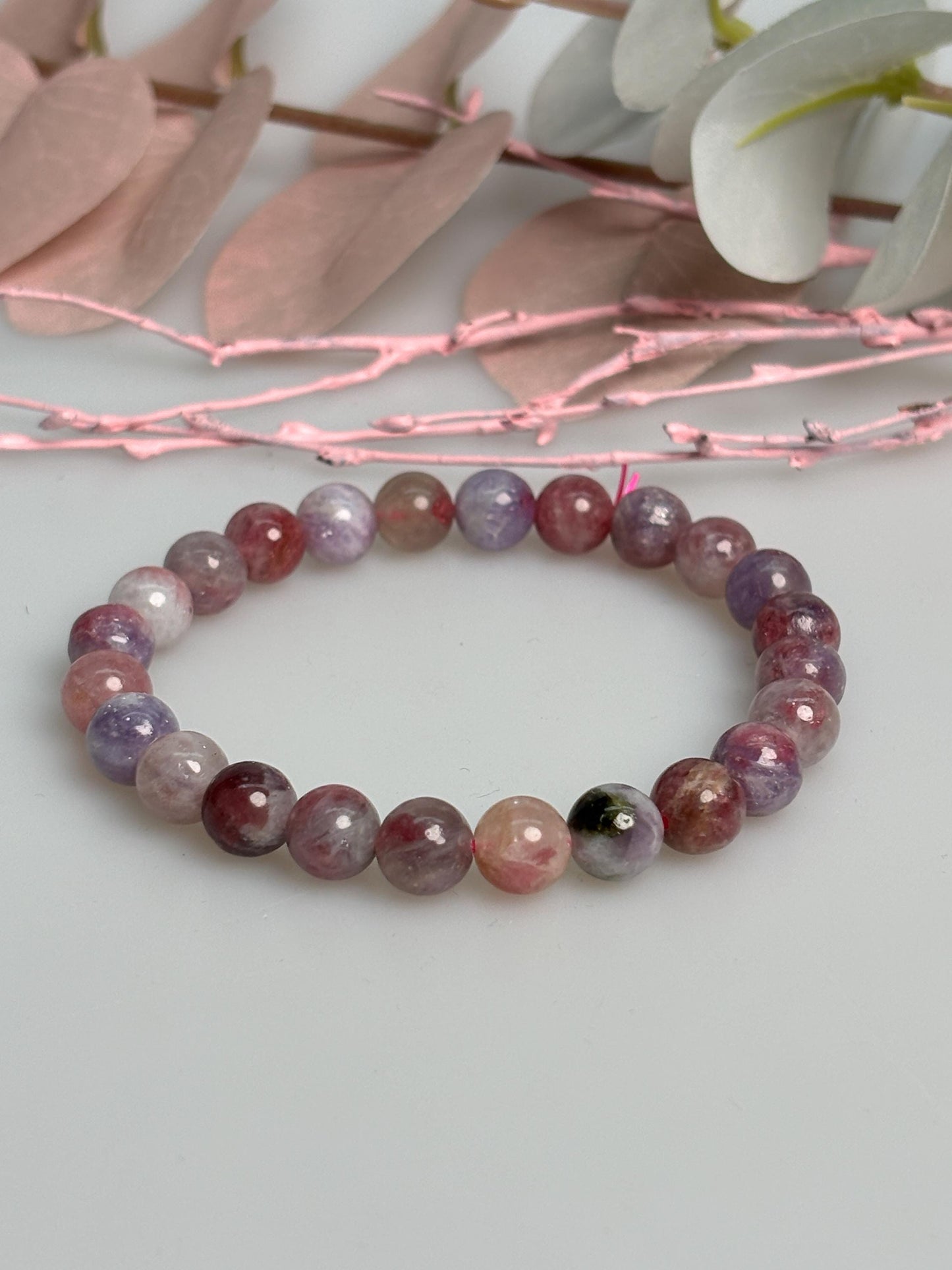 Turmalin Armband 8 mm elastisch 17,5 cm bunter Edelstein Perlenarmband Naturstein Schmuck