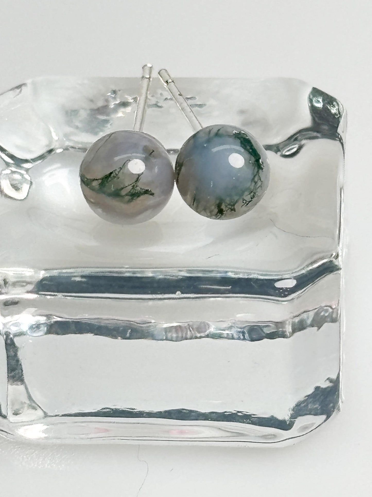 Moosachat Ohrringe 6 mm 925 Silber Stecker grün Edelstein Ohrstecker Naturstein