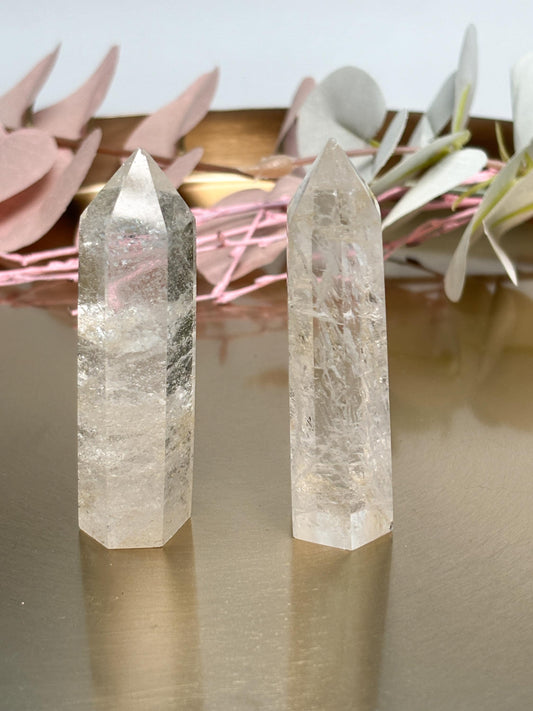 Bergkristall Turm Golden Healer Spitze ca 7 cm Kristall Spitze poliert Edelstein Turm Deko Mineral