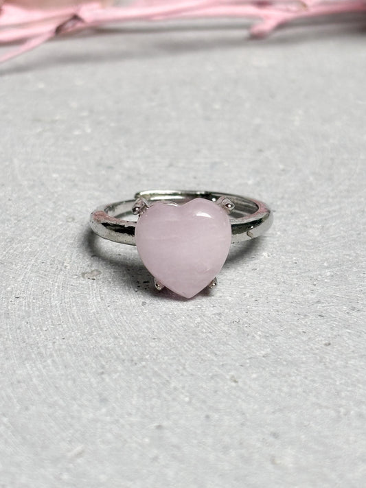 Verstellbarer Ring Kunzit Herz ca 1,1 cm chunky Edelstein Ring größenverstellbar Statement Ring Naturstein Schmuck
