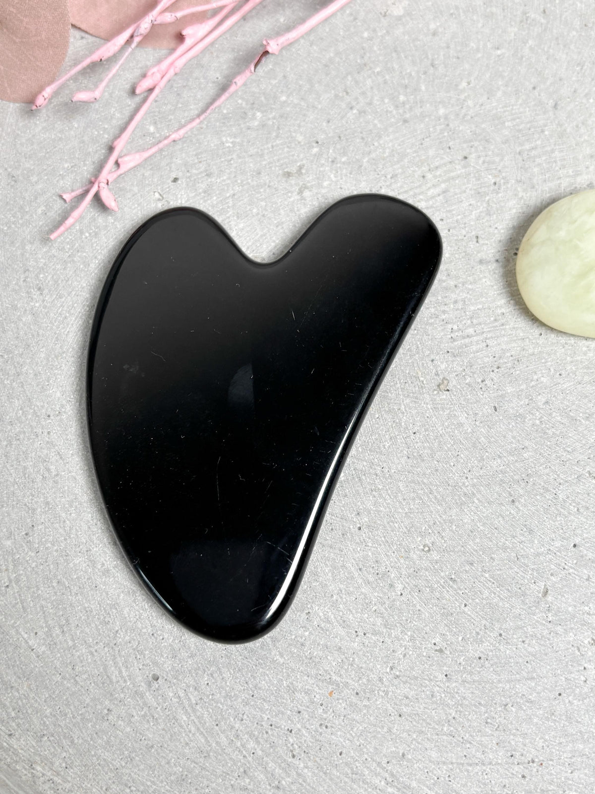 Gua Sha Obsidian Lemon Jade Gesichtsmassage Stein 7,9x5x0,55cm Massage Tool Naturstein Skincare Tool Gesichtspflege