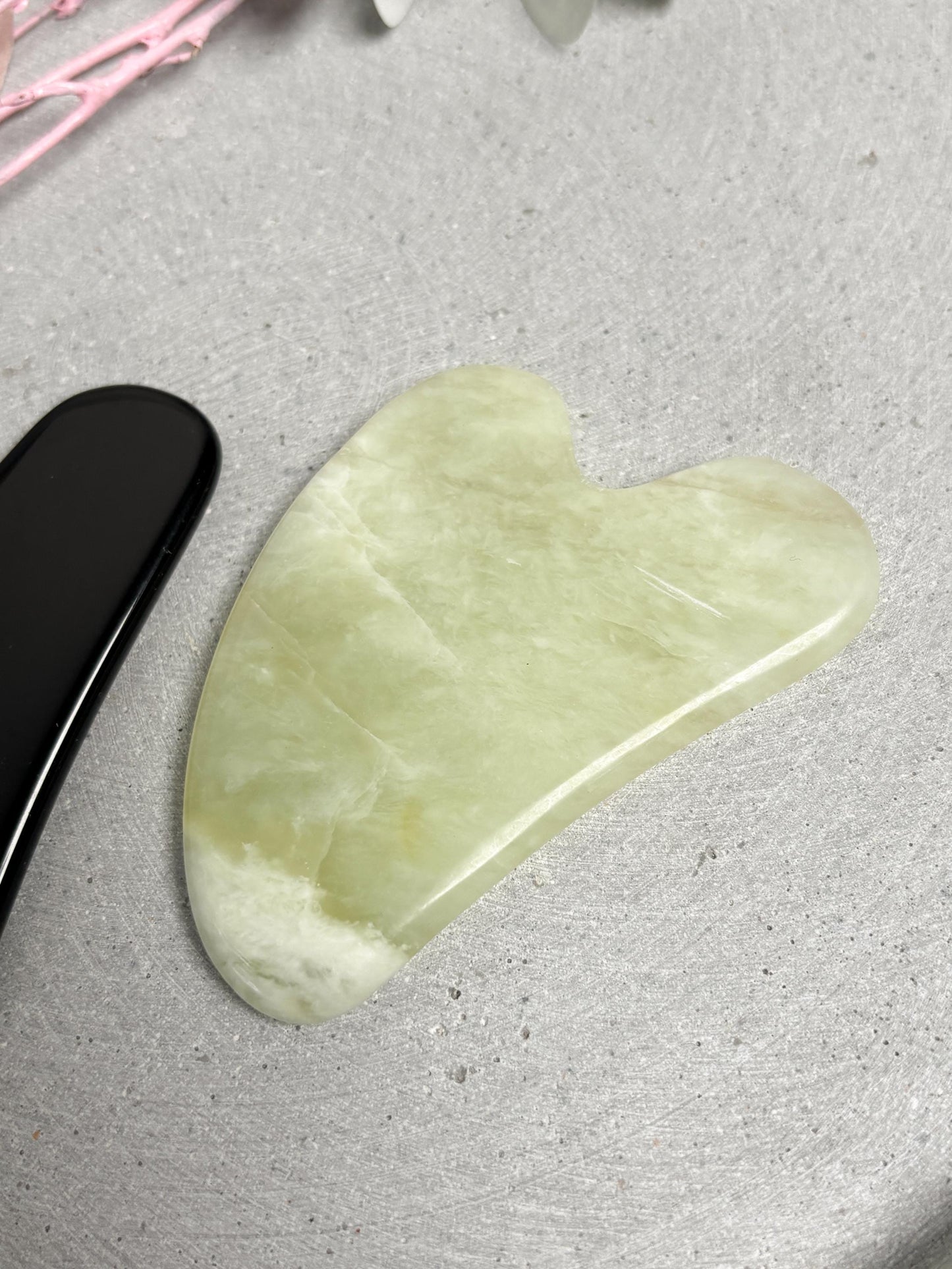 Gua Sha Obsidian Lemon Jade Gesichtsmassage Stein 7,9x5x0,55cm Massage Tool Naturstein Skincare Tool Gesichtspflege