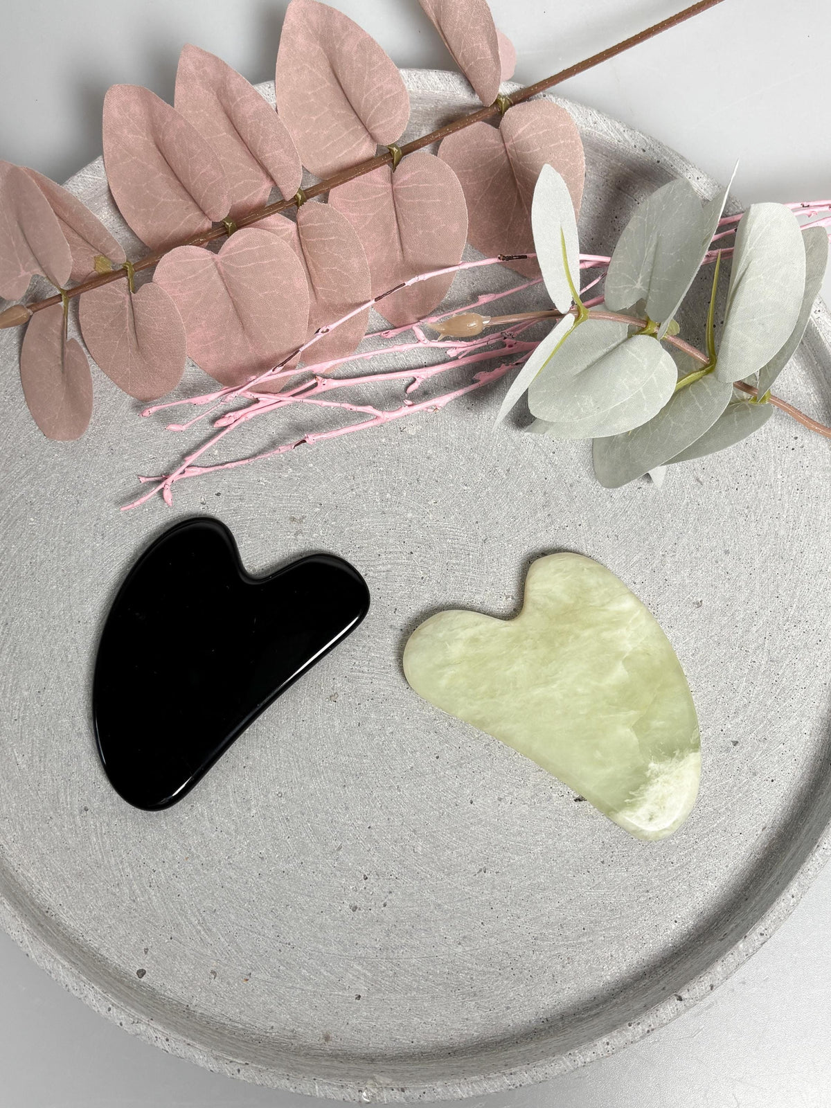 Gua Sha Obsidian Lemon Jade Gesichtsmassage Stein 7,9x5x0,55cm Massage Tool Naturstein Skincare Tool Gesichtspflege