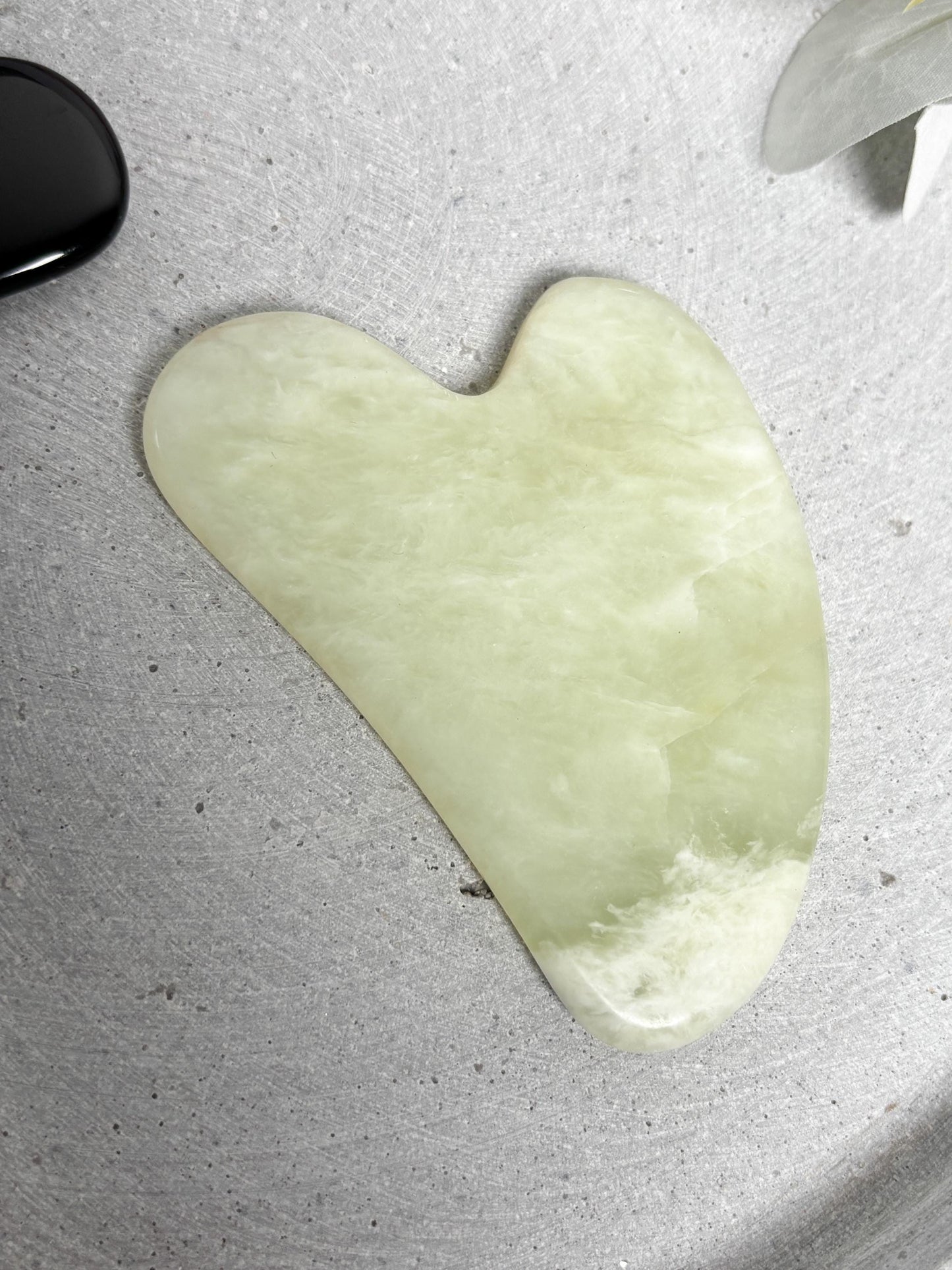 Gua Sha Obsidian Lemon Jade Gesichtsmassage Stein 7,9x5x0,55cm Massage Tool Naturstein Skincare Tool Gesichtspflege