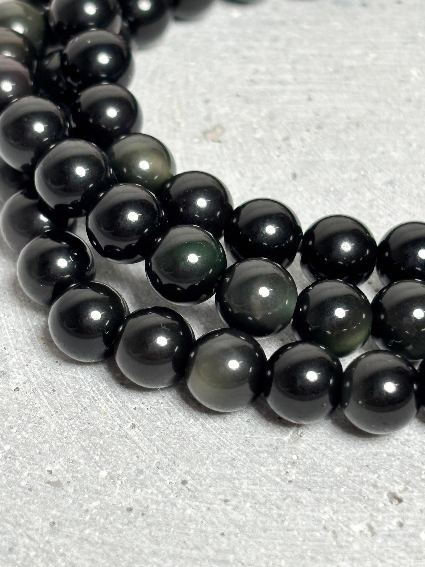 Regenbogen Obsidian Armband elastisch 6 mm Perlenarmband 17,5 cm schwarzer Edelstein Naturstein Schmuck