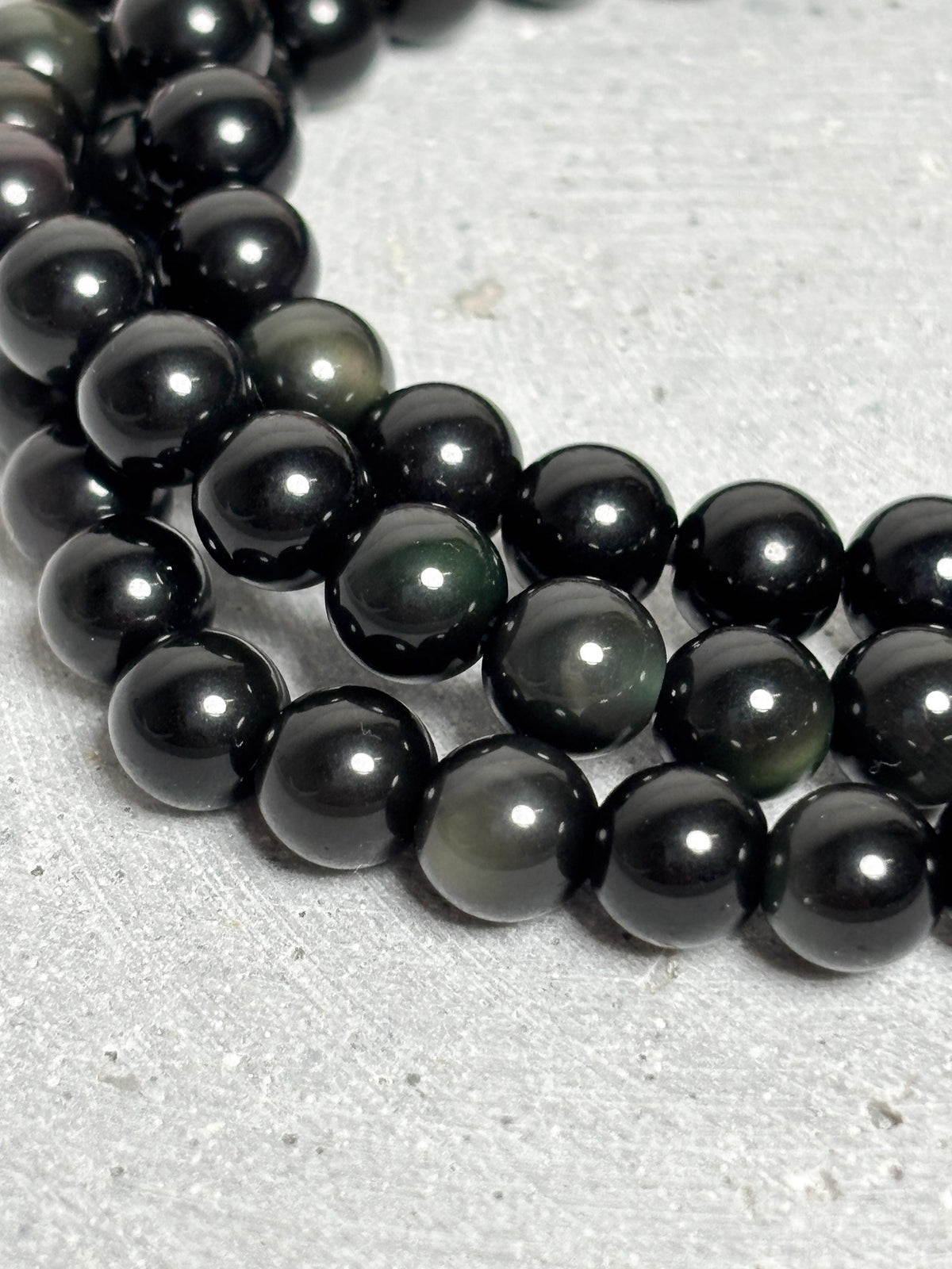 Regenbogen Obsidian Armband elastisch 6 mm Perlenarmband 17,5 cm schwarzer Edelstein Naturstein Schmuck
