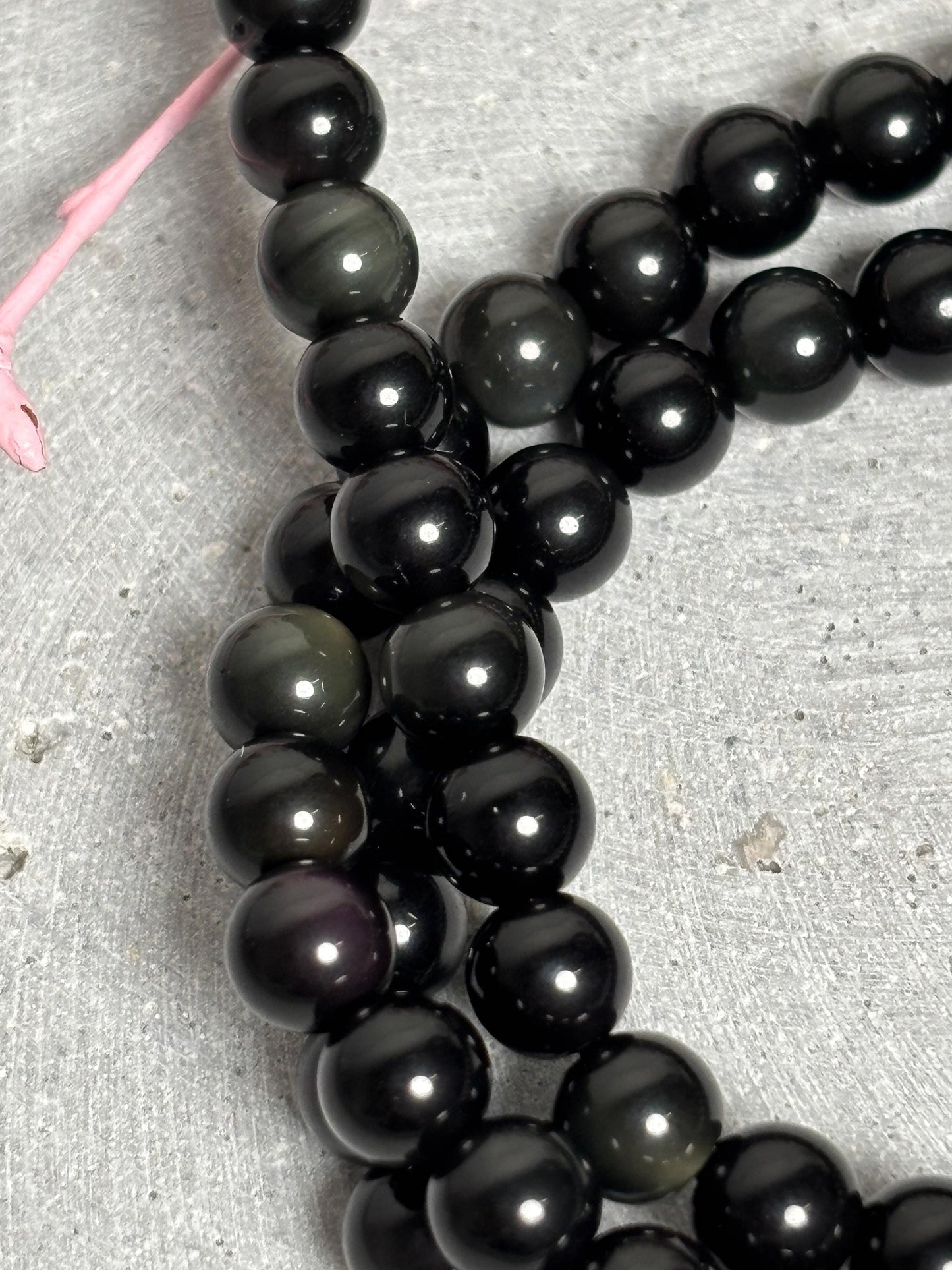 Regenbogen Obsidian Armband elastisch 6 mm Perlenarmband 17,5 cm schwarzer Edelstein Naturstein Schmuck