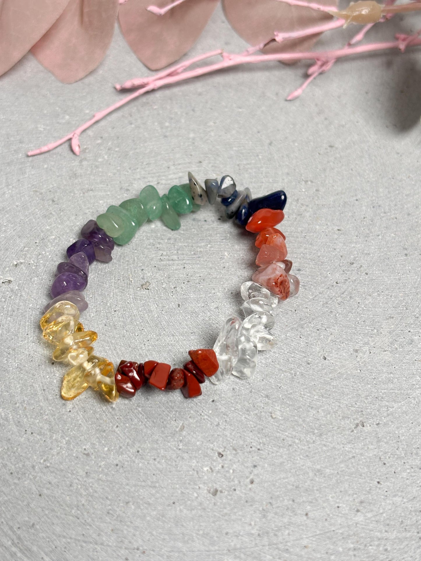 Chakra Splitterarmband elastisch 5 mm Edelstein Armband 17 cm mehrfarbig Naturstein Schmuck dehnbar