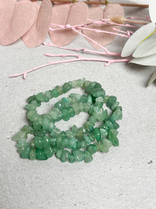 Grüner Aventurin Splitterarmband elastisch 5 mm Edelstein Armband Naturstein Schmuck grün