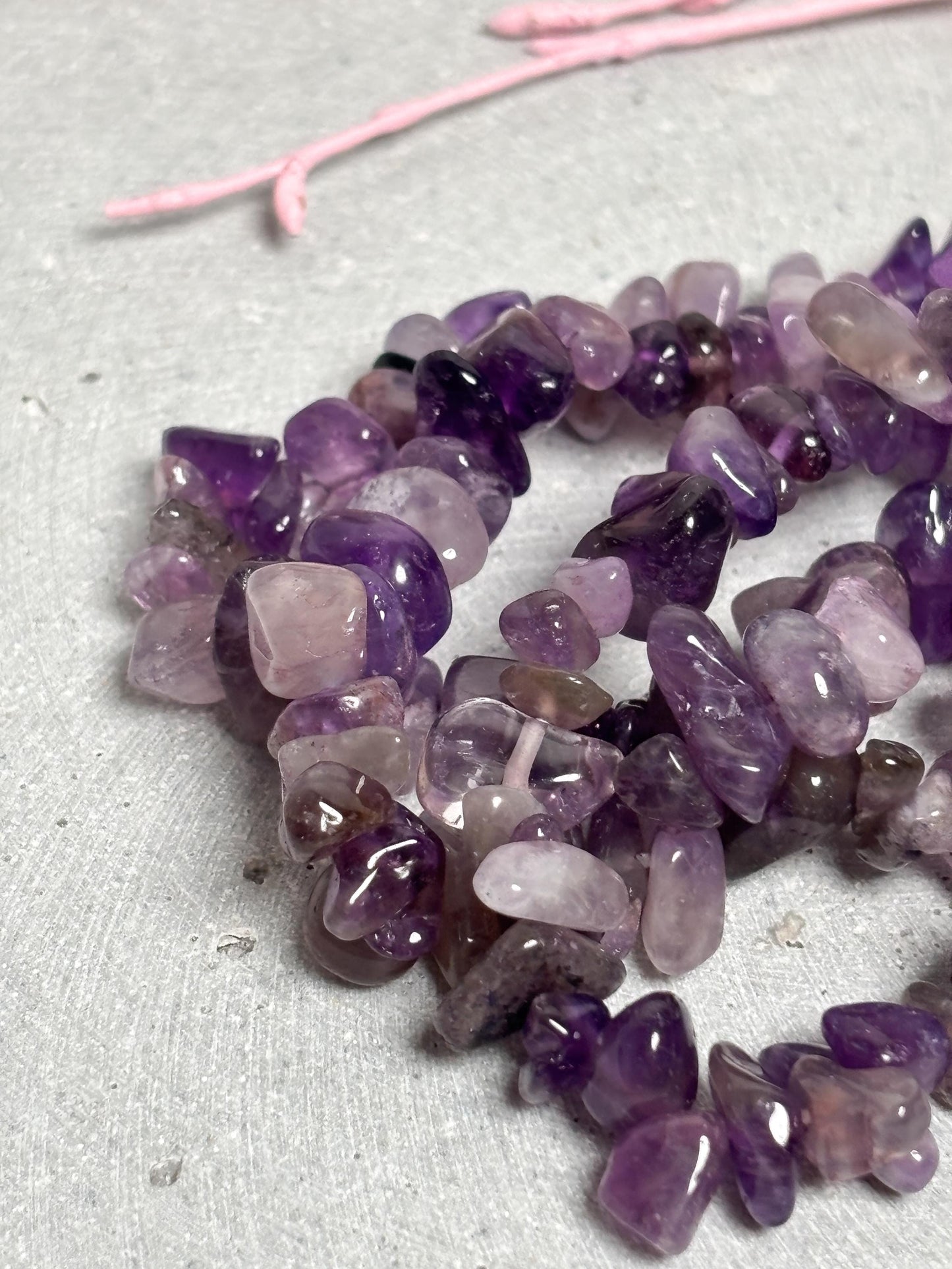 Amethyst Splitterarmband elastisch 5 mm Edelstein Armband Naturstein Schmuck violett