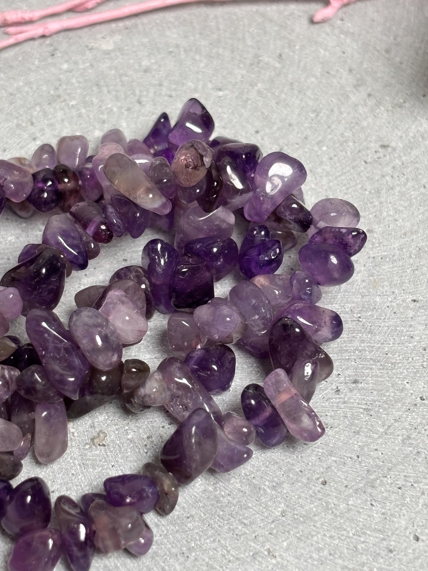 Amethyst Splitterarmband elastisch 5 mm Edelstein Armband Naturstein Schmuck violett