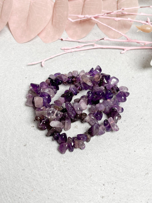 Amethyst Splitterarmband elastisch 5 mm Edelstein Armband Naturstein Schmuck violett