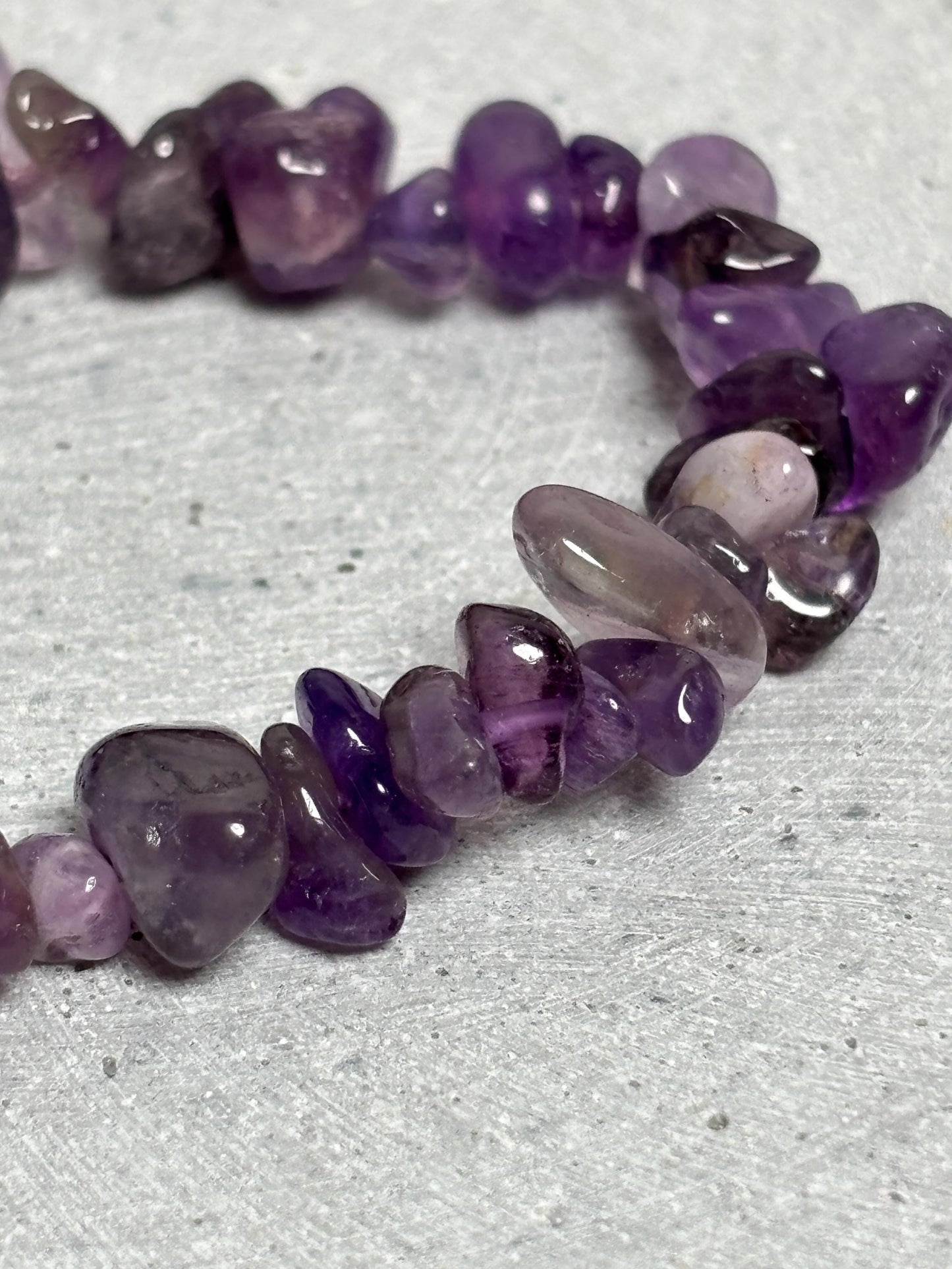 Amethyst Splitterarmband elastisch 5 mm Edelstein Armband Naturstein Schmuck violett