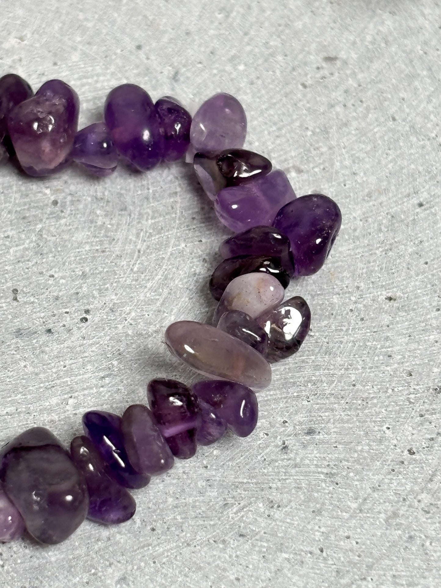 Amethyst Splitterarmband elastisch 5 mm Edelstein Armband Naturstein Schmuck violett