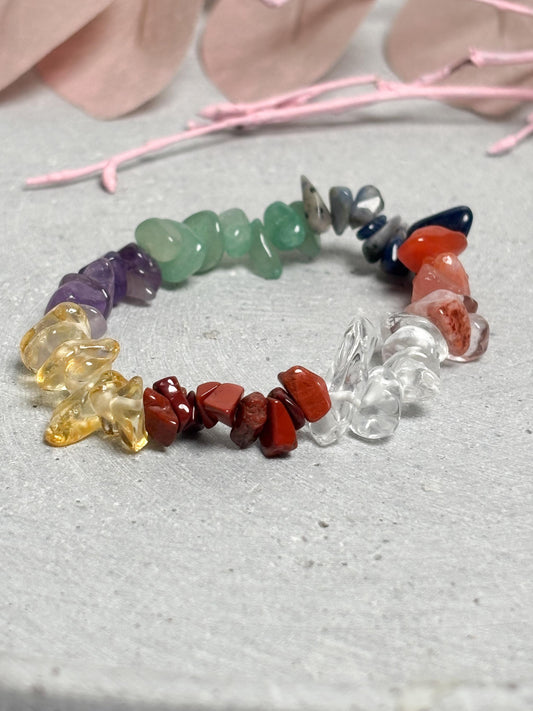 Chakra Splitterarmband elastisch 5 mm Edelstein Armband 17 cm mehrfarbig Naturstein Schmuck dehnbar