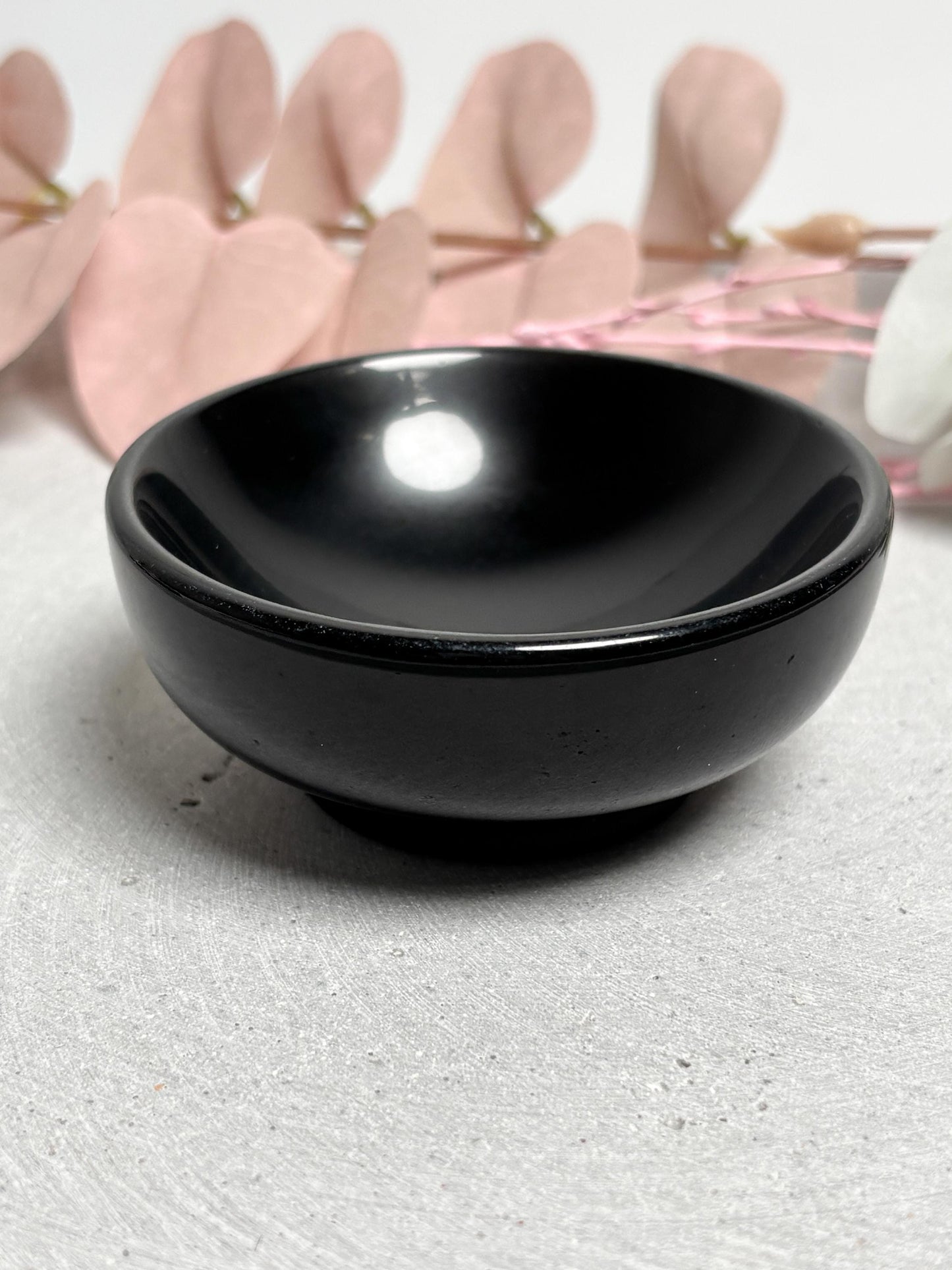Obsidian Schälchen poliert schwarze Naturstein Schale Kristallschale Schmuckablage ca. 7,5 x 3,3 cm