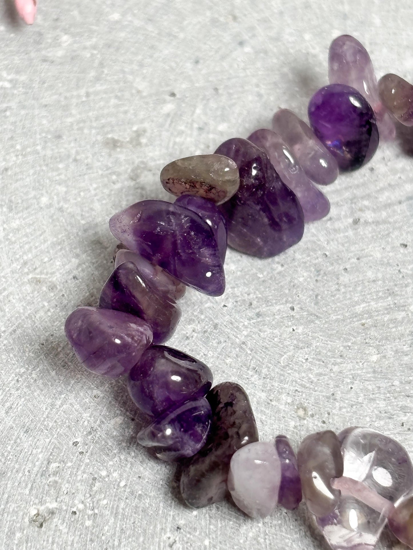 Amethyst Splitterarmband elastisch 5 mm Edelstein Armband Naturstein Schmuck violett