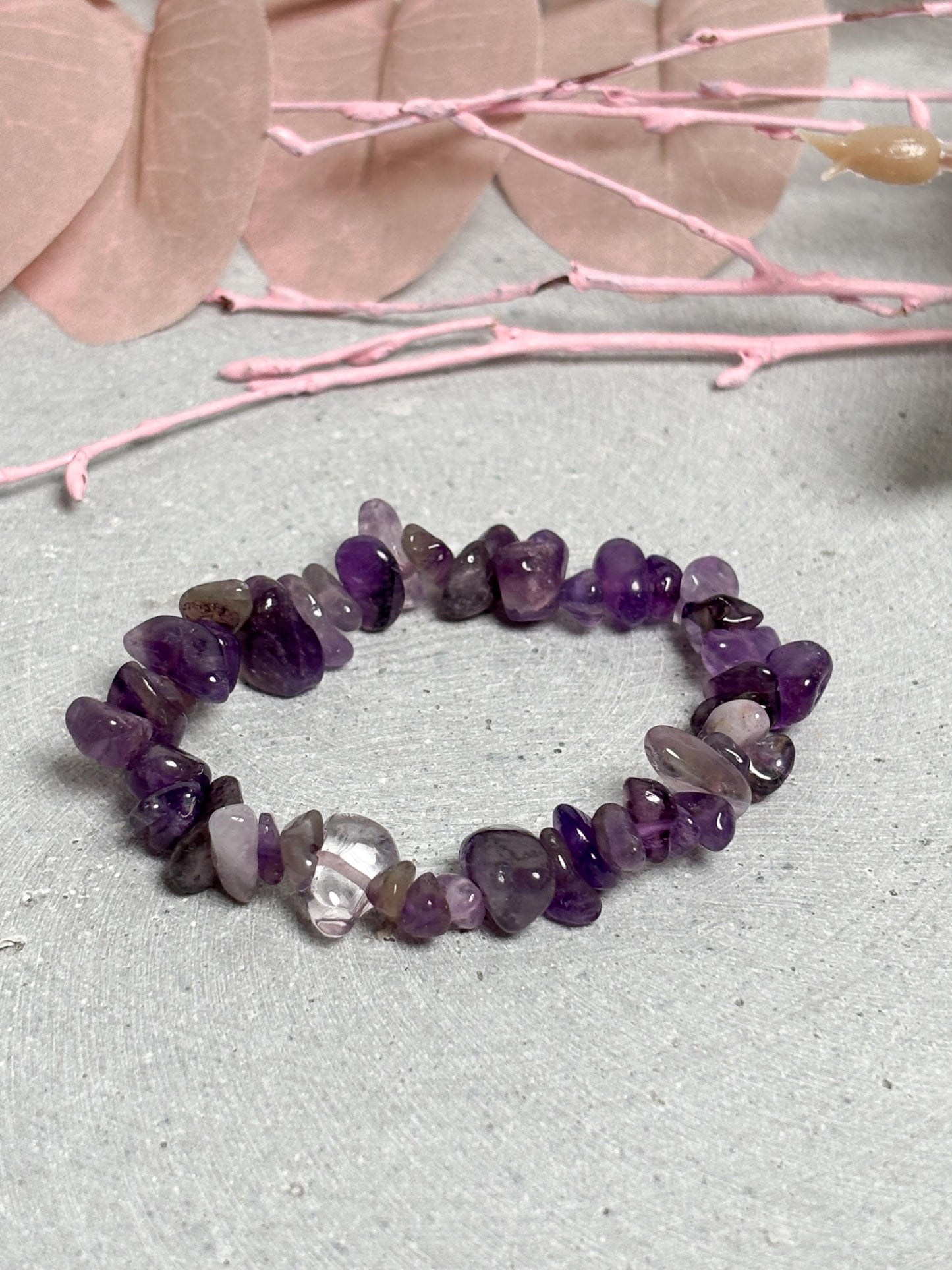 Amethyst Splitterarmband elastisch 5 mm Edelstein Armband Naturstein Schmuck violett