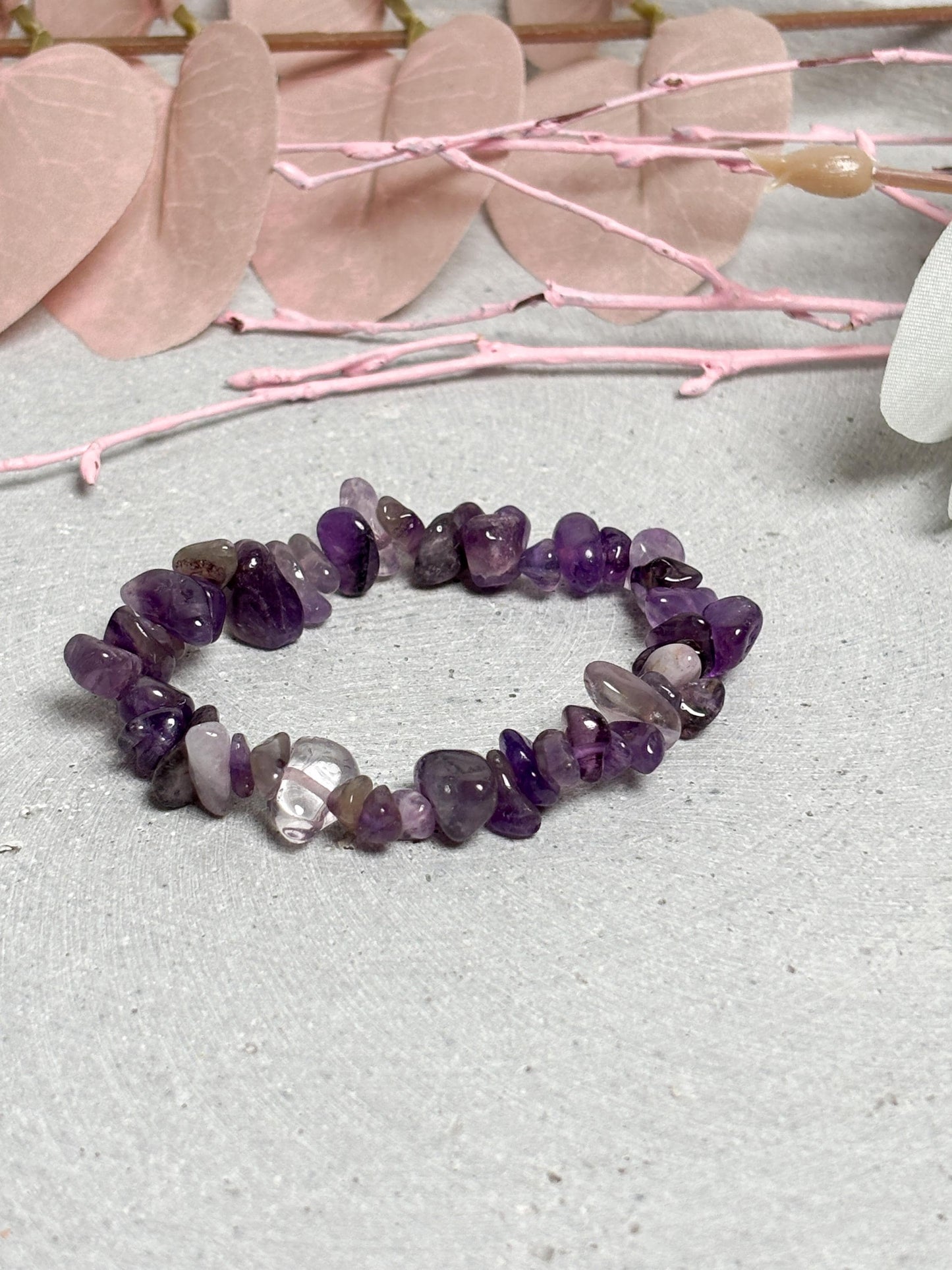 Amethyst Splitterarmband elastisch 5 mm Edelstein Armband Naturstein Schmuck violett