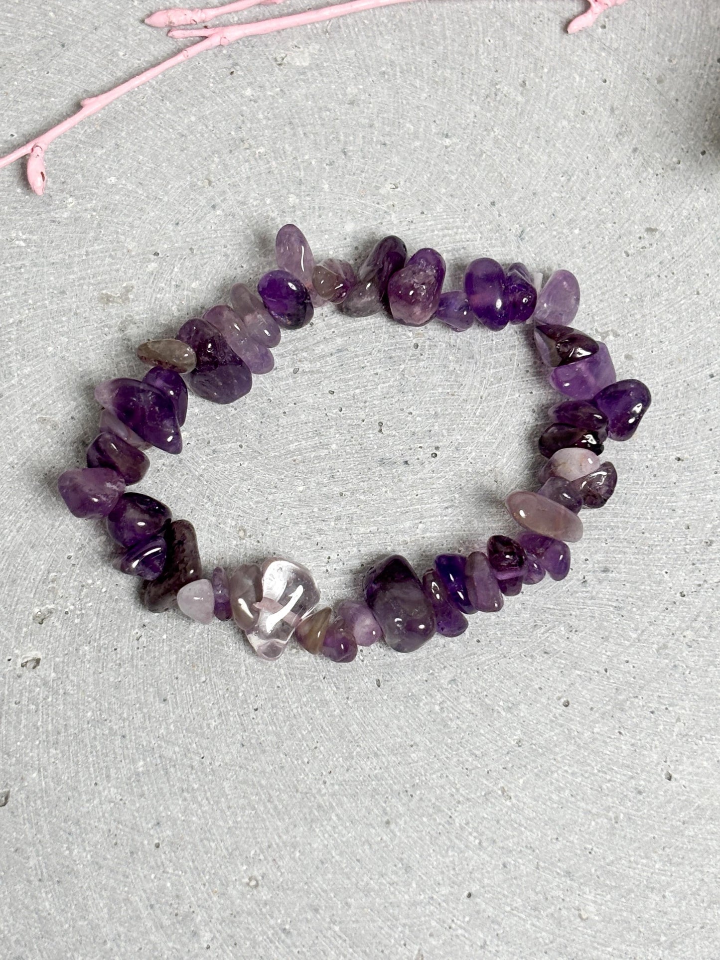 Amethyst Splitterarmband elastisch 5 mm Edelstein Armband Naturstein Schmuck violett