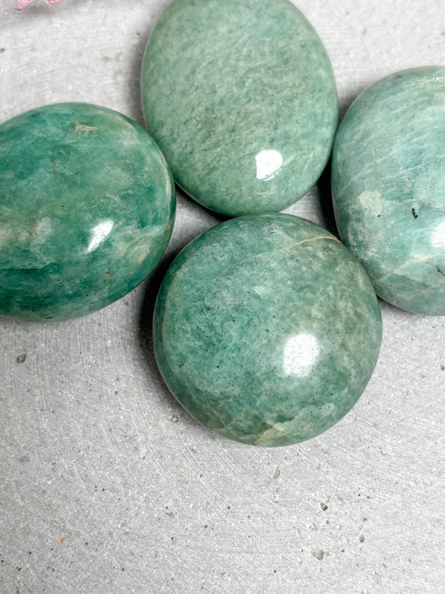 Amazonit Palmstone poliert 4,3 cm Handschmeichler Taschenstein Edelstein Palm Stone grün