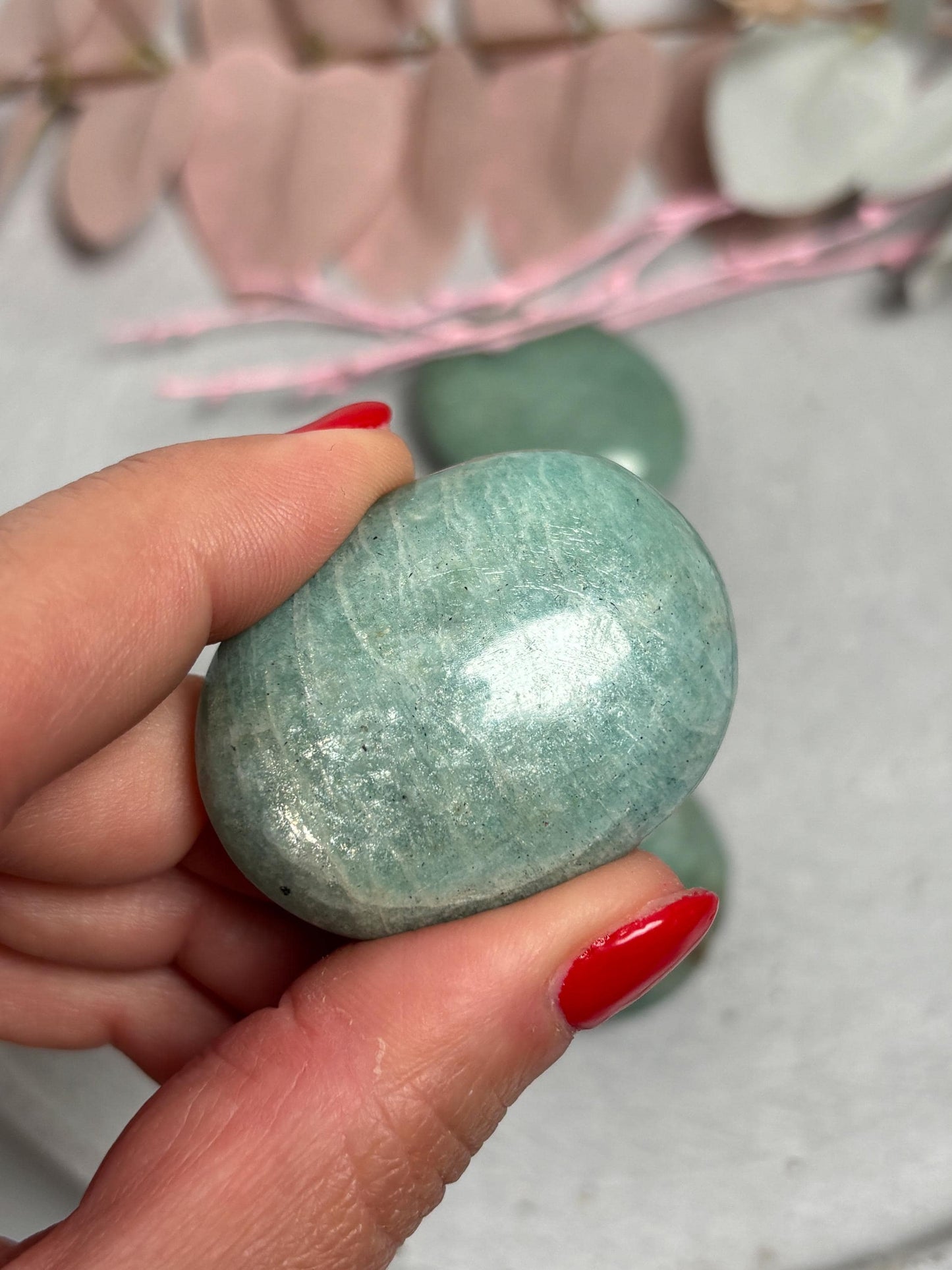 Amazonit Palmstone poliert 4,3 cm Handschmeichler Taschenstein Edelstein Palm Stone grün
