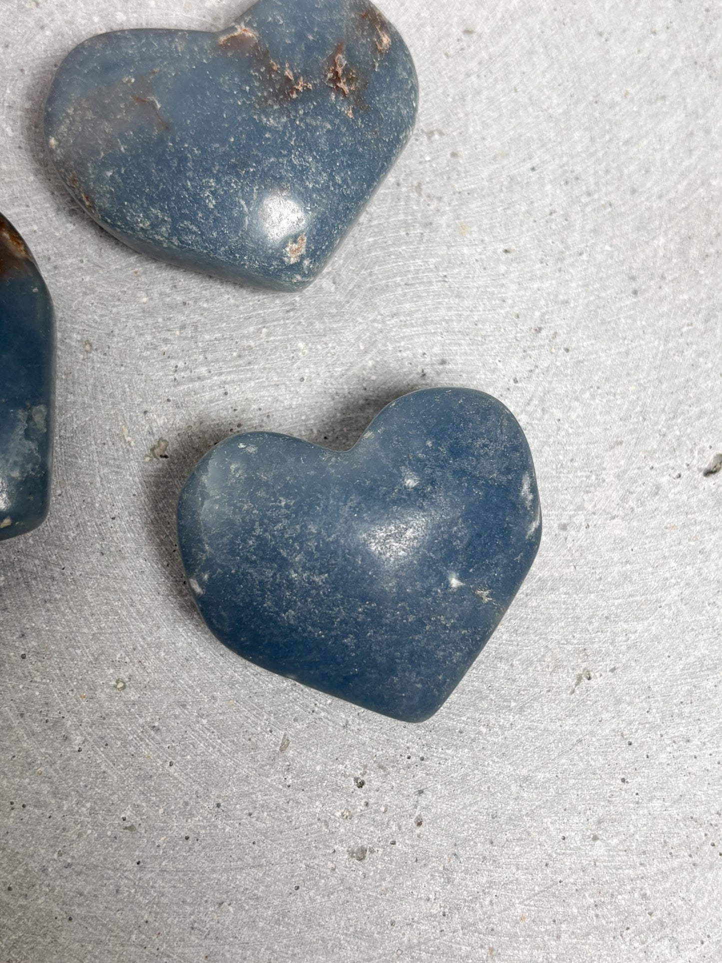 Angelit Herz poliert 4 cm Edelstein Herz Handschmeichler Naturstein Herz blau Deko Stein