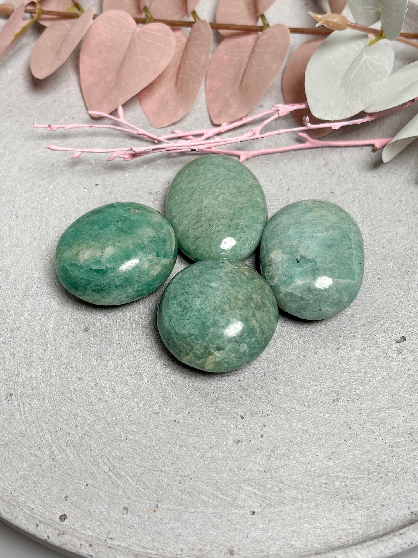 Amazonit Palmstone poliert 4,3 cm Handschmeichler Taschenstein Edelstein Palm Stone grün