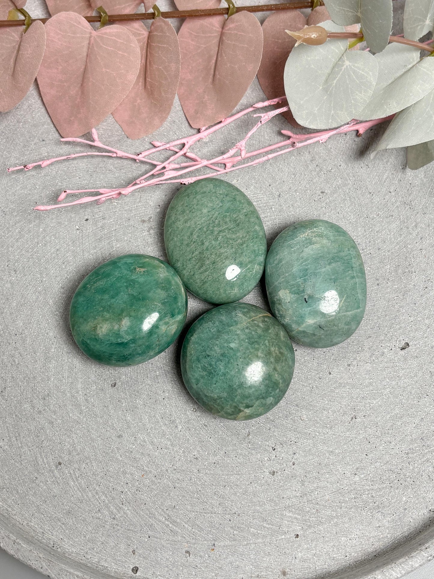 Amazonit Palmstone poliert 4,3 cm Handschmeichler Taschenstein Edelstein Palm Stone grün