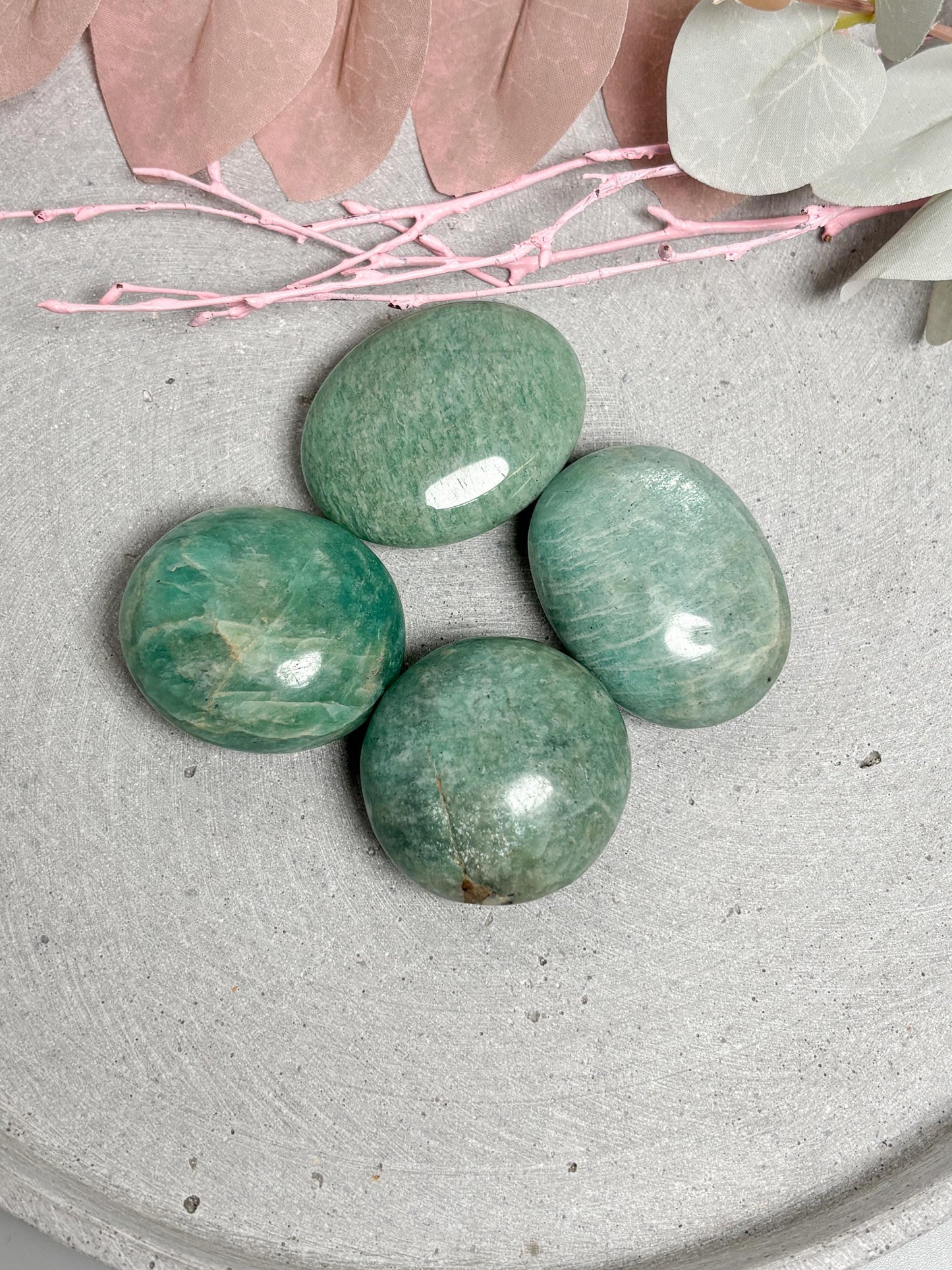 Amazonit Palmstone poliert 4,3 cm Handschmeichler Taschenstein Edelstein Palm Stone grün