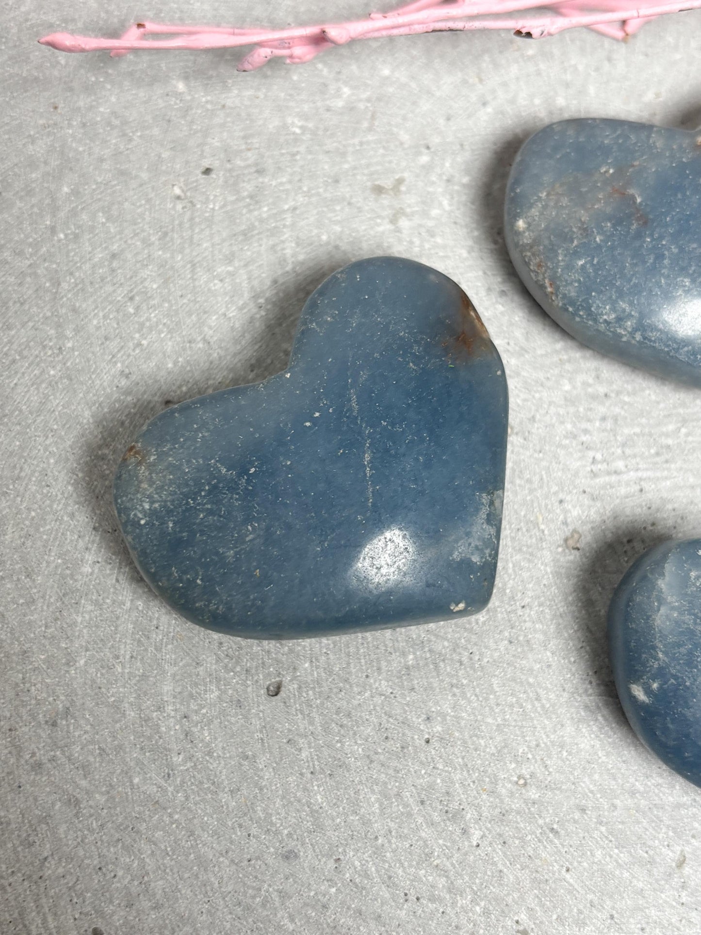 Angelit Herz poliert 4 cm Edelstein Herz Handschmeichler Naturstein Herz blau Deko Stein