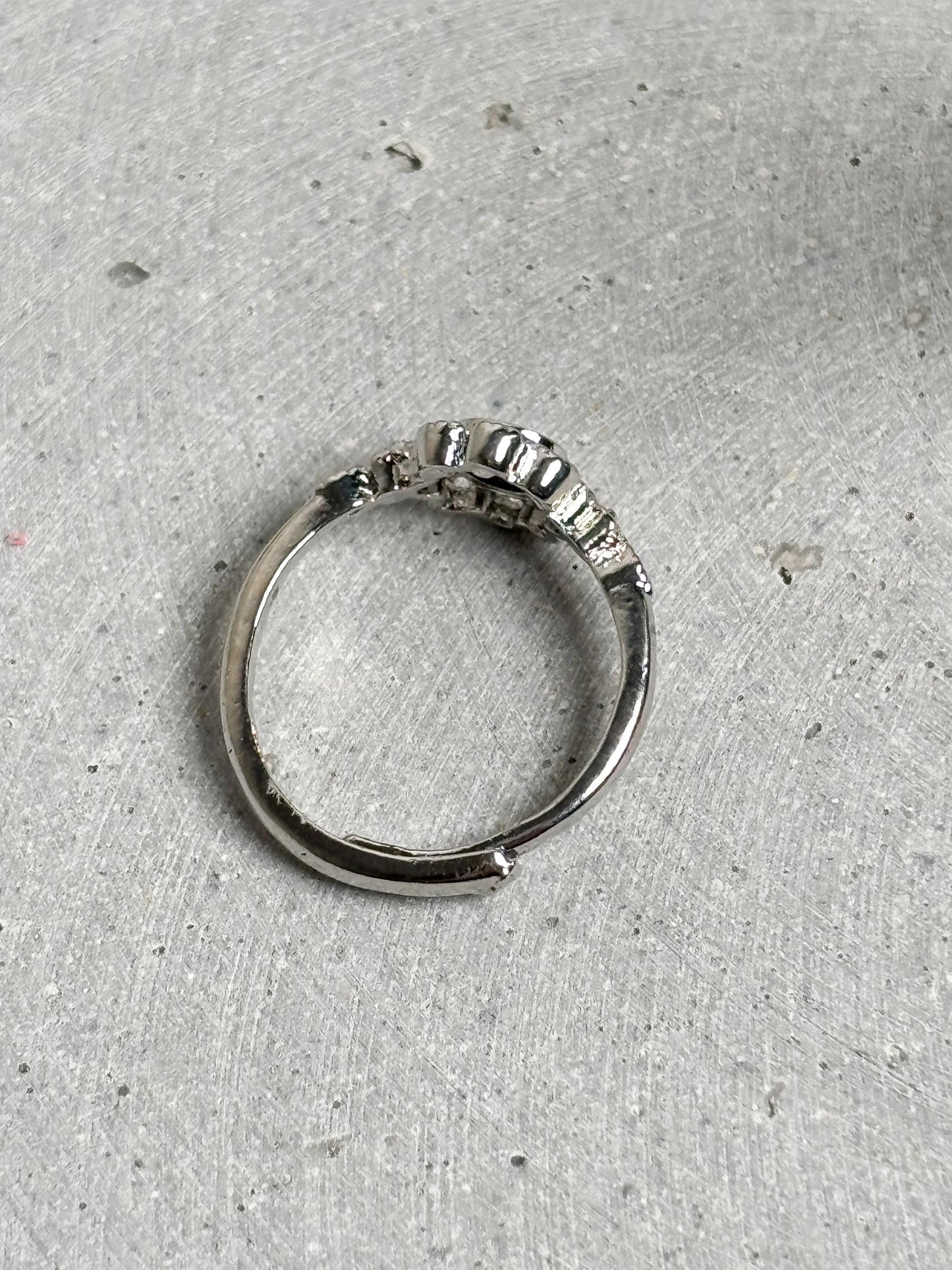 Obsidian Ring größenverstellbar silberfarben Edelstahl Blütenring Edelsteinring Damen