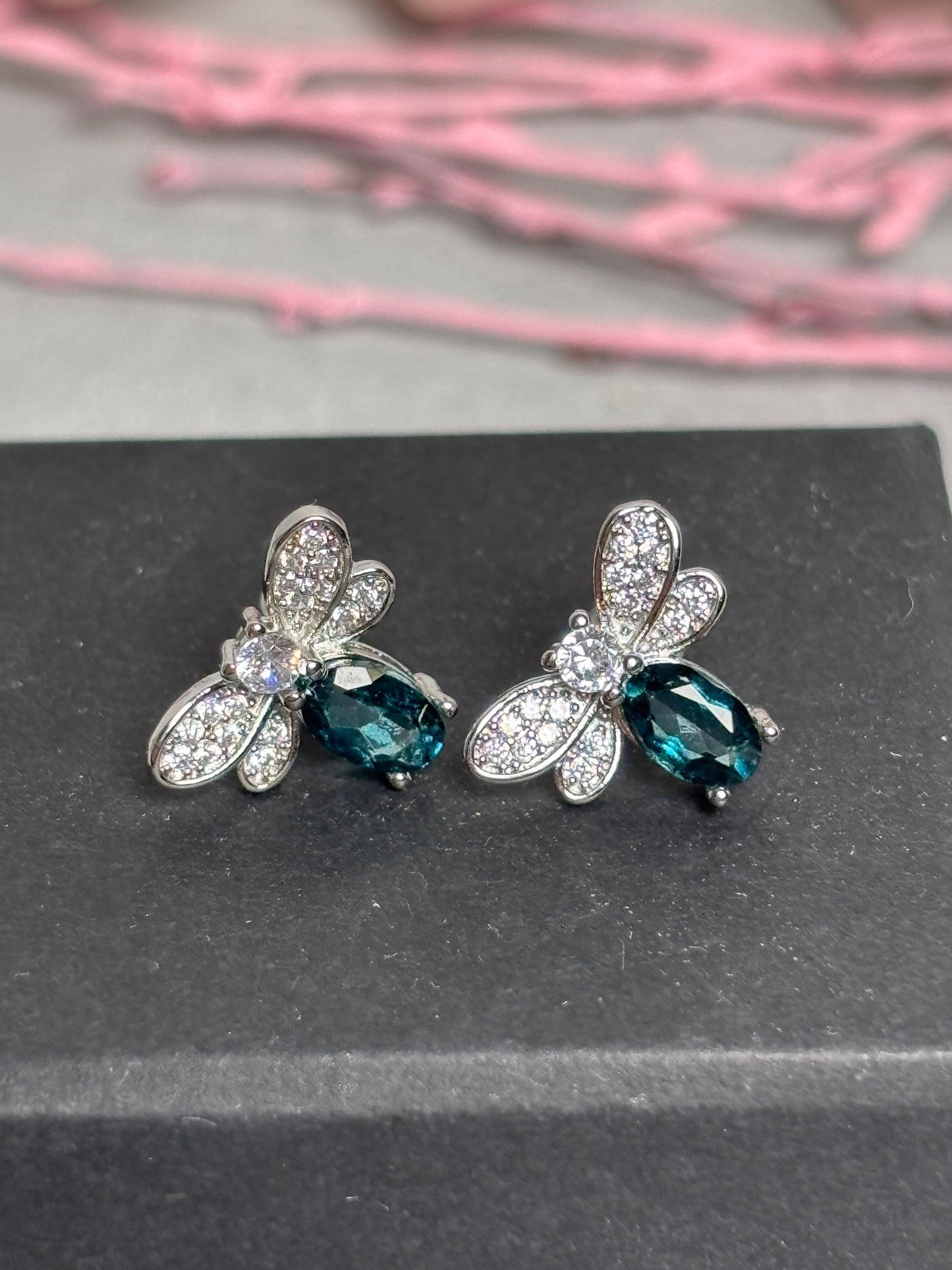 925 Silber Libellen Ohrringe mit London Blue Topas  Ohrstecker Damen Edelsteinschmuck Geschenk